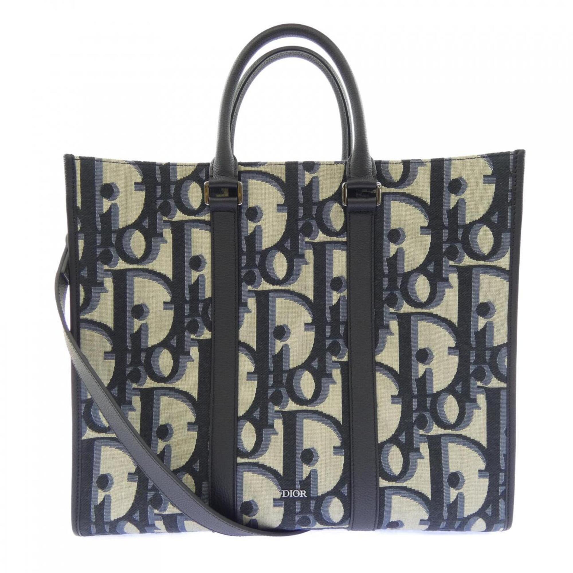 Christian Dior Beige Navy Handbag (Pre-Owned)