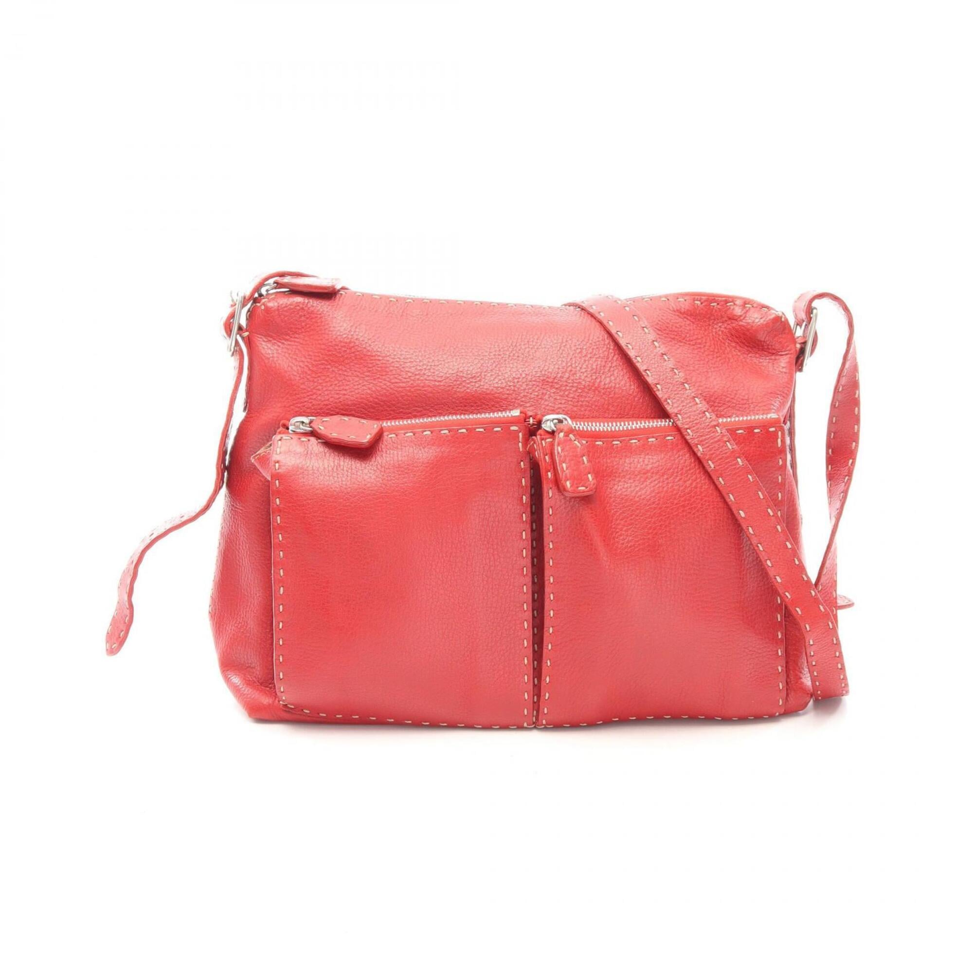 Fendi Red Color Leather Handbag Shoulder Bag (Pre-Owned)