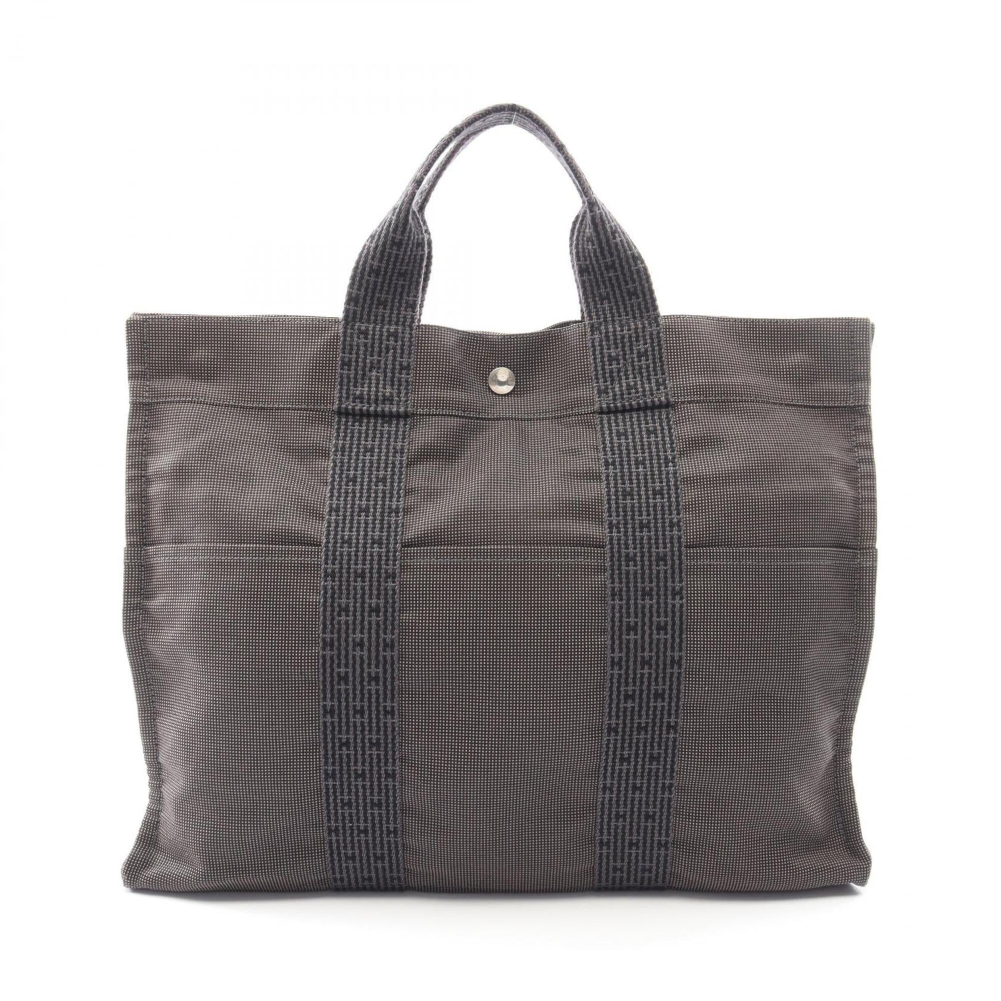 Hermes Gray Nylon Canvas Handbag Tote Bag (Pre-Owned)