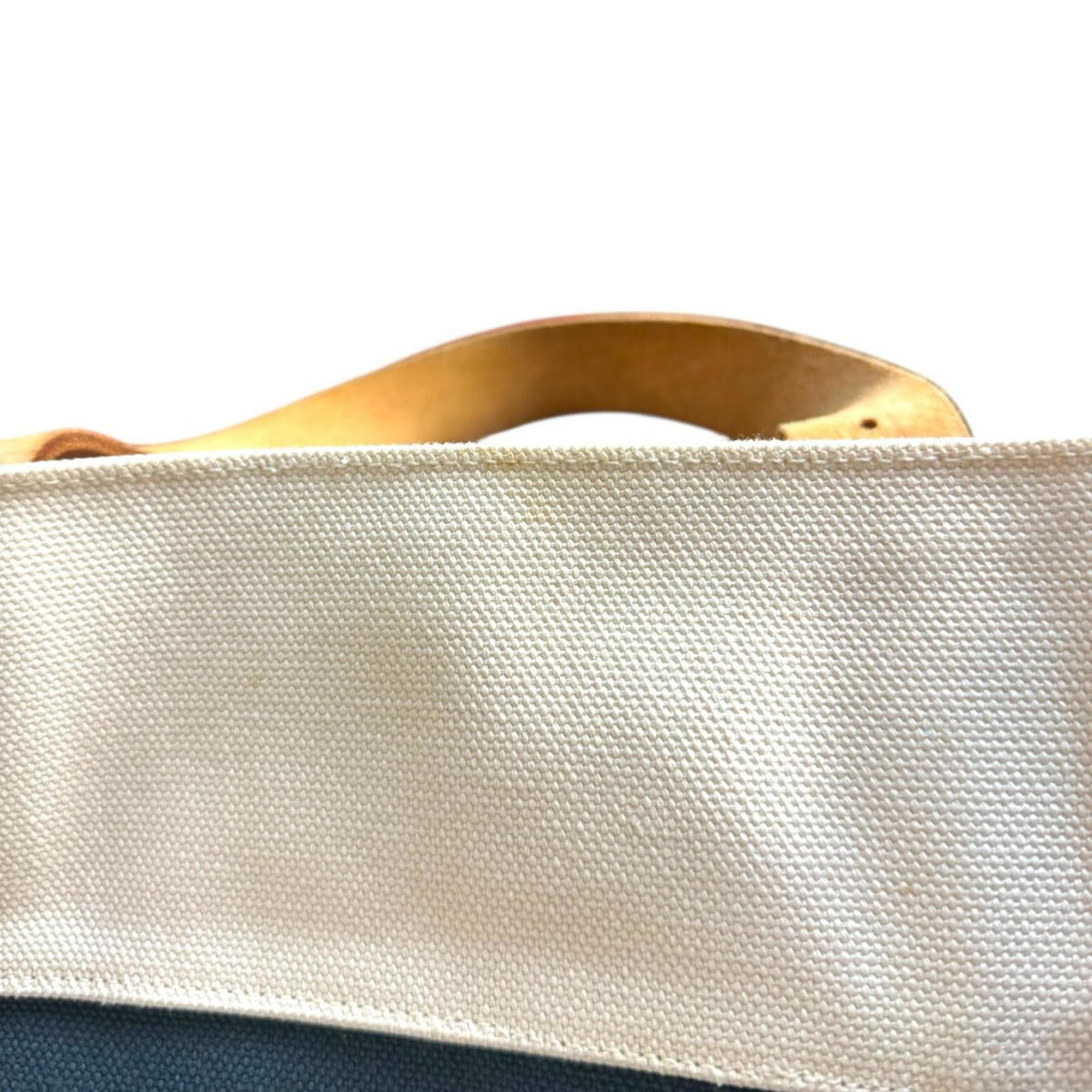 Hermes Navy White Canvas Shoulder Bag (Pre-Owned)