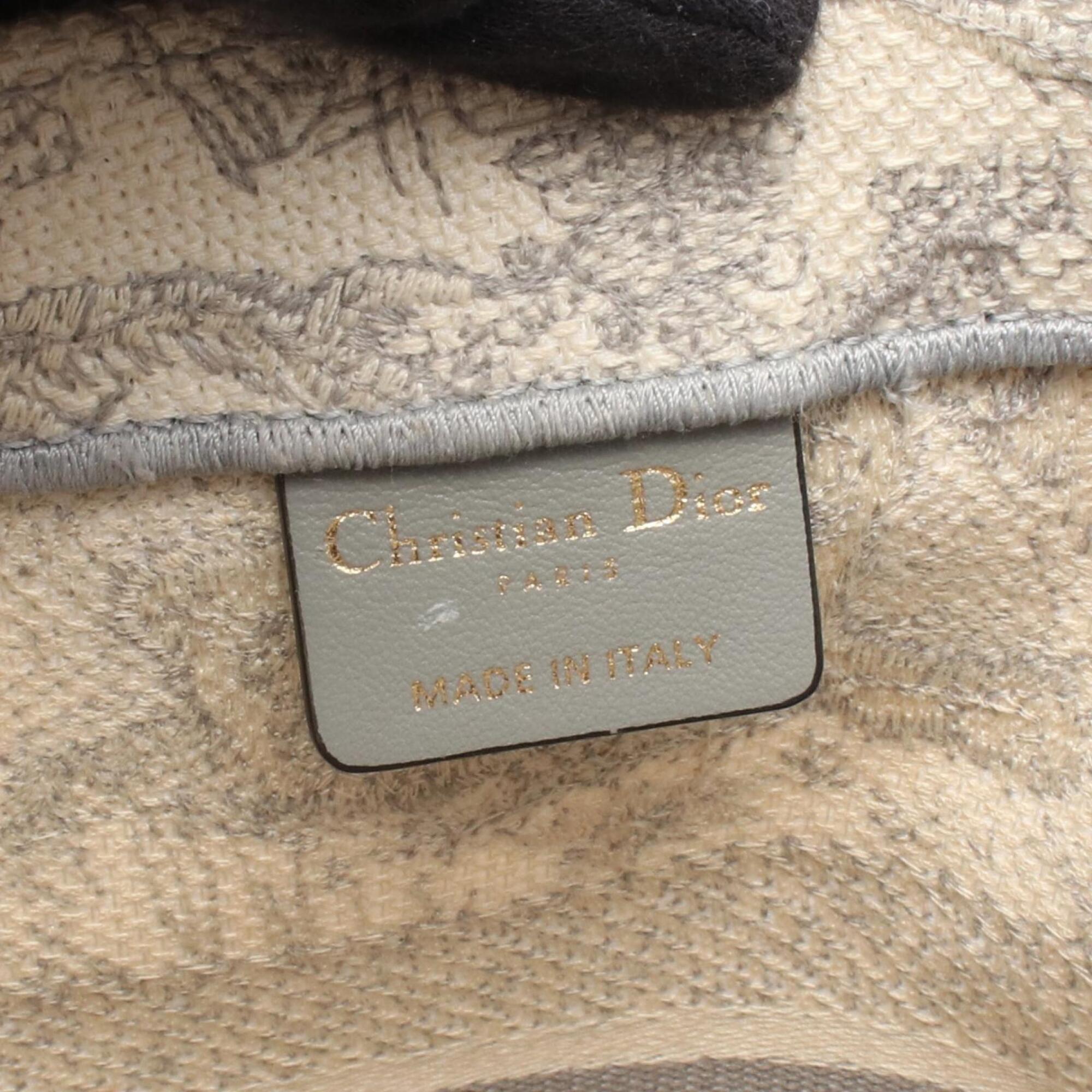 Christian Dior Gray Ivory Canvas Handbag Tote Bag (Pre-Owned)