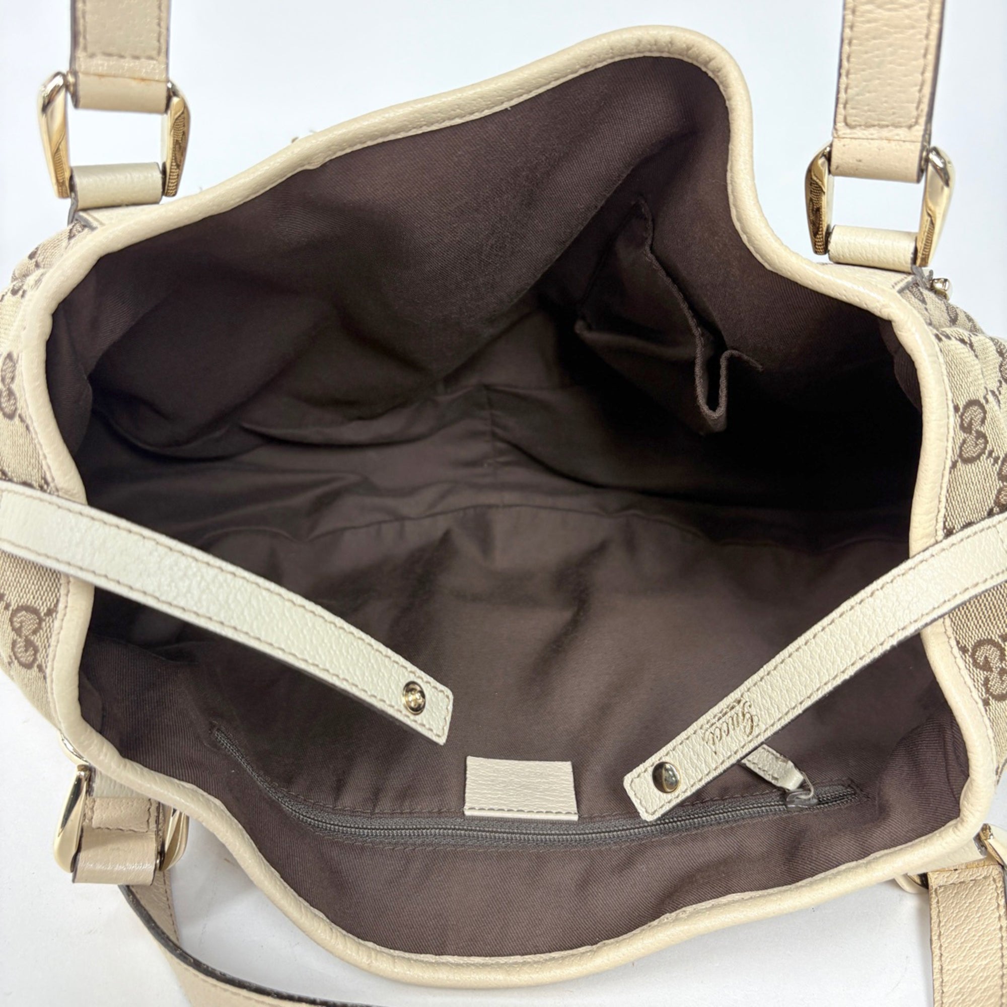 Gucci Brown Ivory Gg Canvas Shoulder Bag Tote Bag (Pre-Owned)