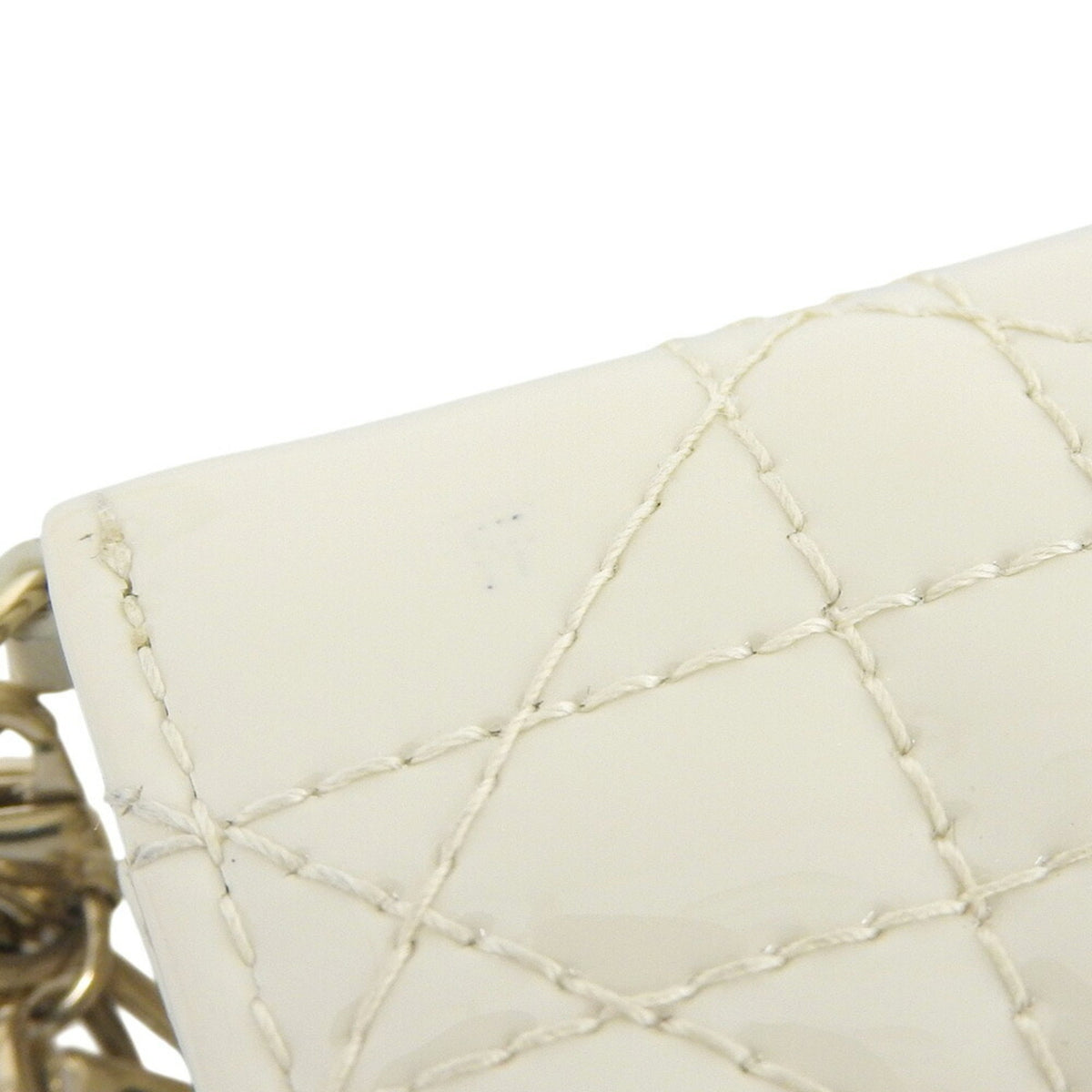 Christian Dior Ivory Patent Leather Wallet (Tri-Fold) (Pre-Owned)