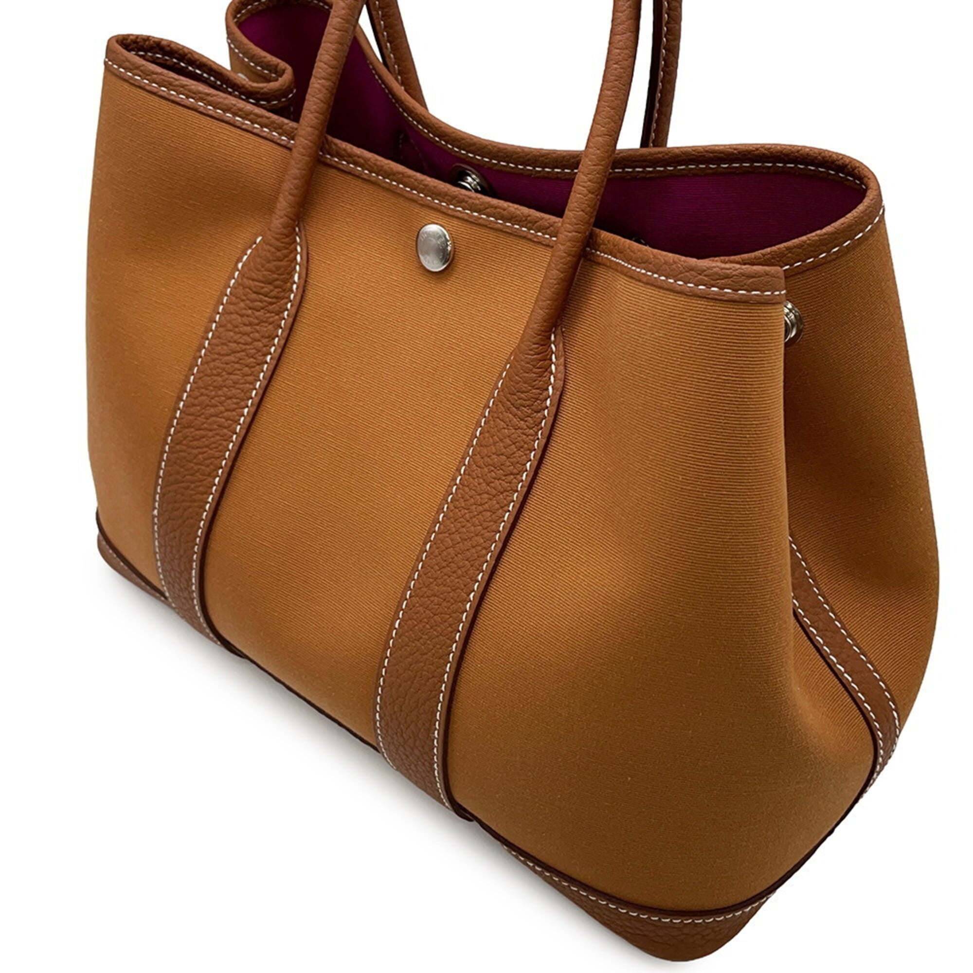 Hermes Garden Gold Negonda Leather Toile Officier Handbag Tote Bag (Pre-Owned)
