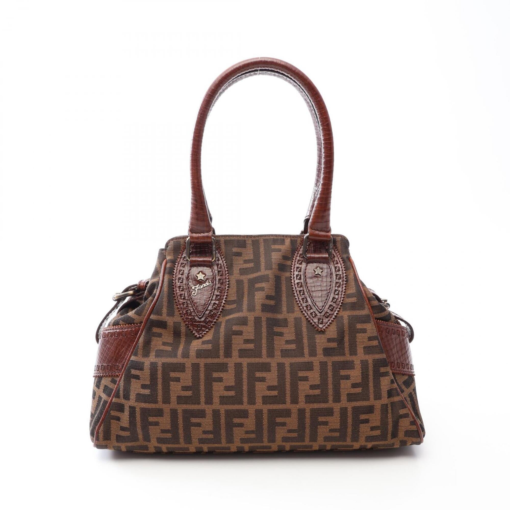 Fendi Brown Canvas Leather Handbag (Pre-Owned)