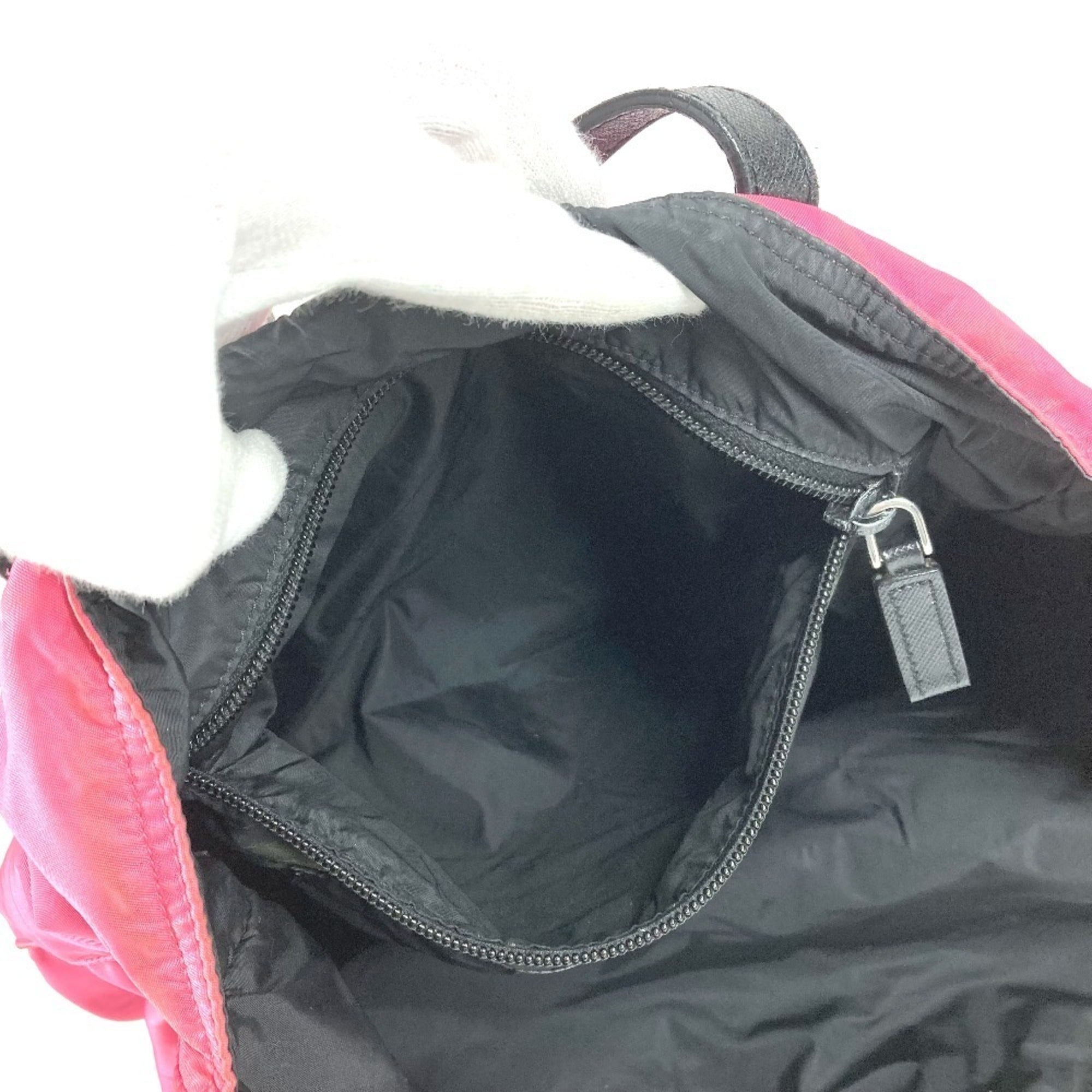 Prada Black Pink Nylon Leather Handbag Shoulder Bag Tote Bag (Pre-Owned)
