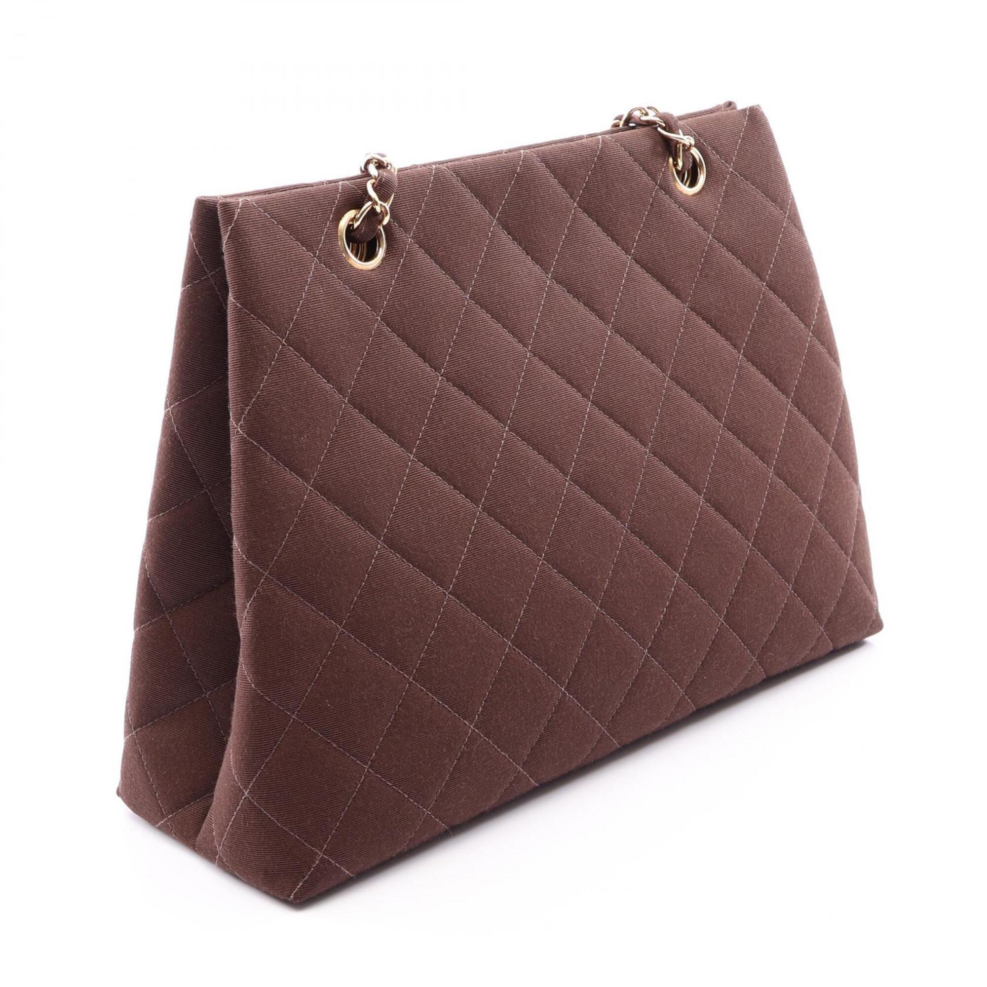 Chanel Brown Nylon Canvas Handbag Shoulder Bag (Pre-Owned)