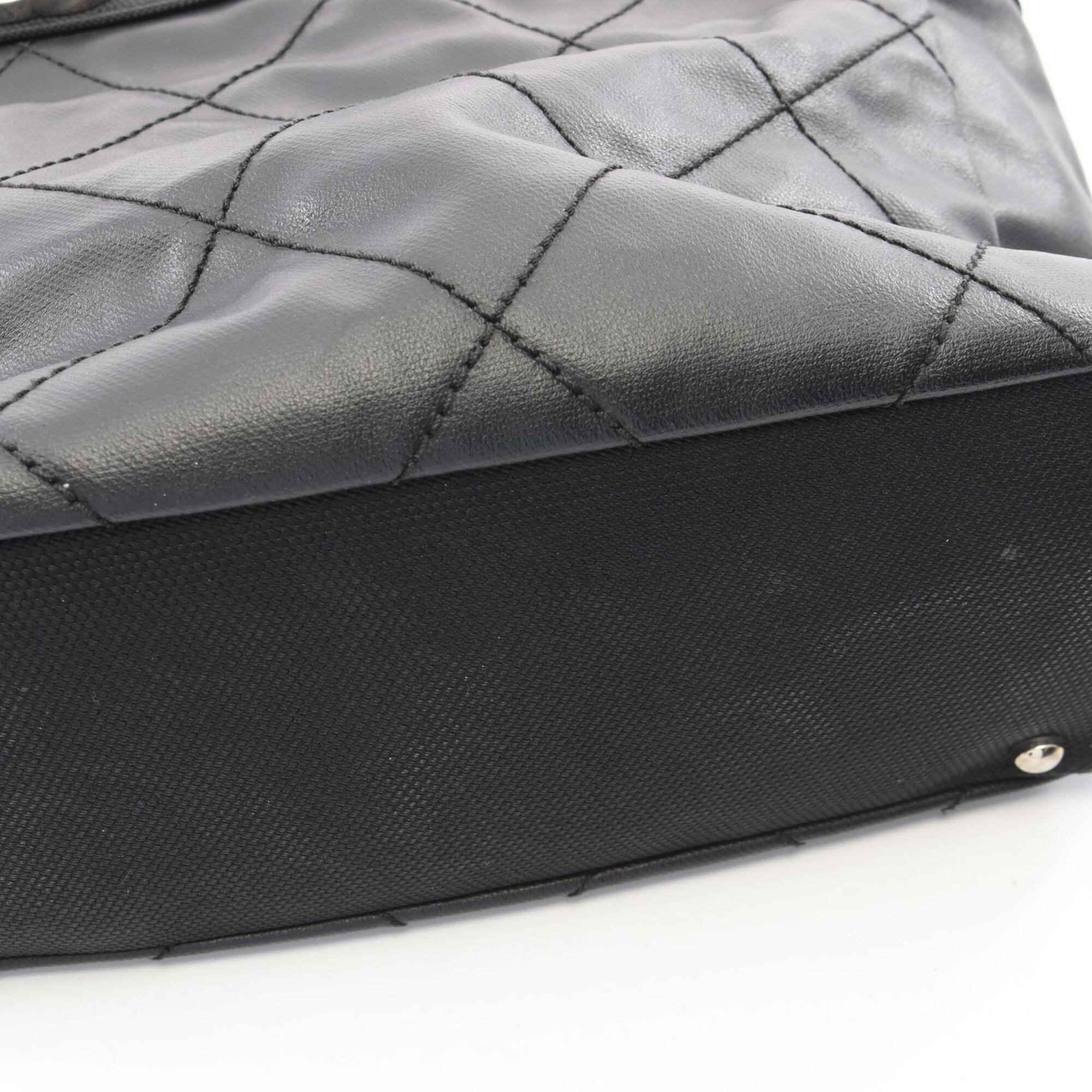 Chanel Black Coated Canvas Leather Handbag Tote Bag (Pre-Owned)