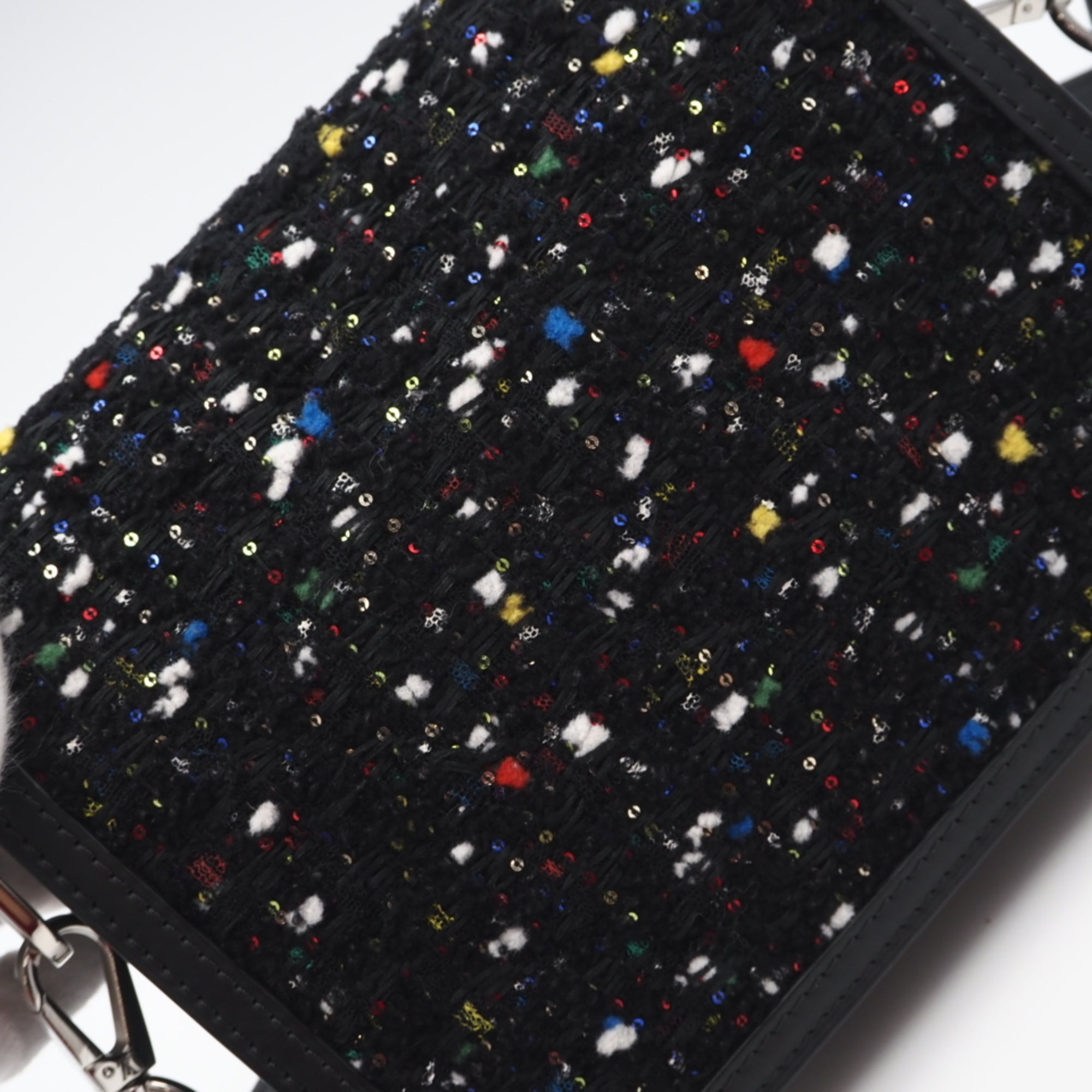Louis Vuitton Black Multi-Color Tweed Spangles Leather Shoulder Bag (Pre-Owned)