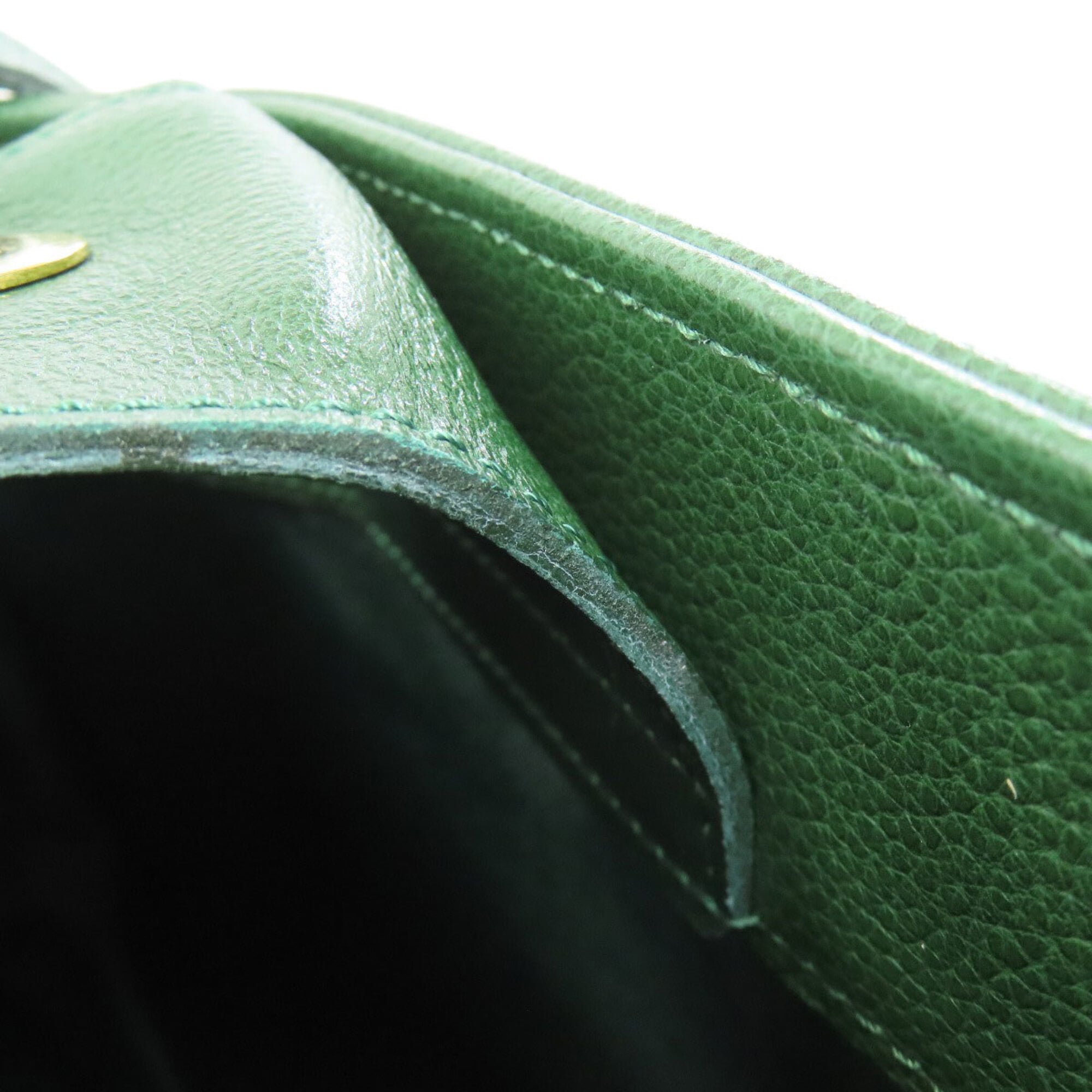 Longchamp Green Leather Pouch Shoulder Bag (Pre-Owned)