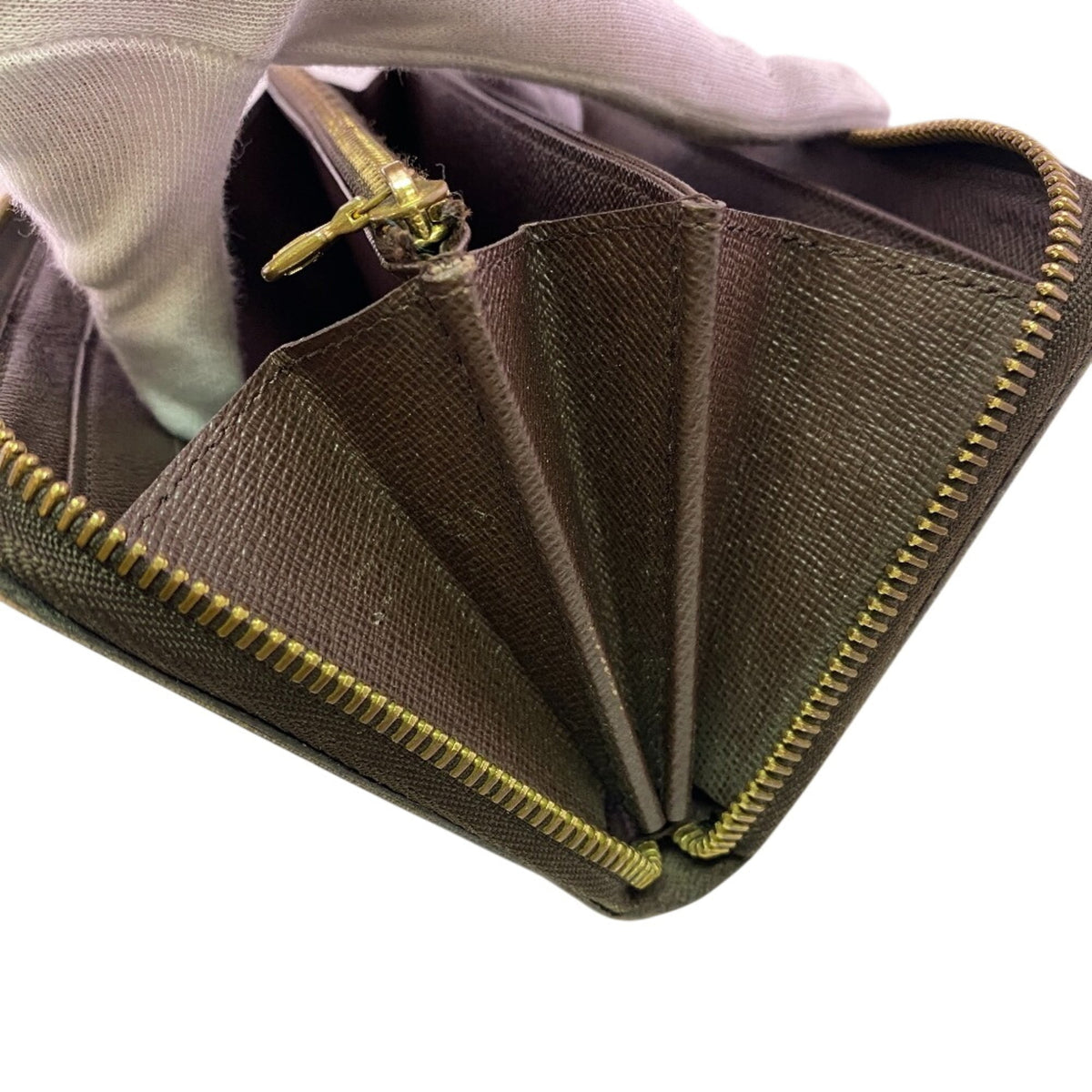 Louis Vuitton Damier Brown Leather Long Wallet (Bi-Fold) (Pre-Owned)
