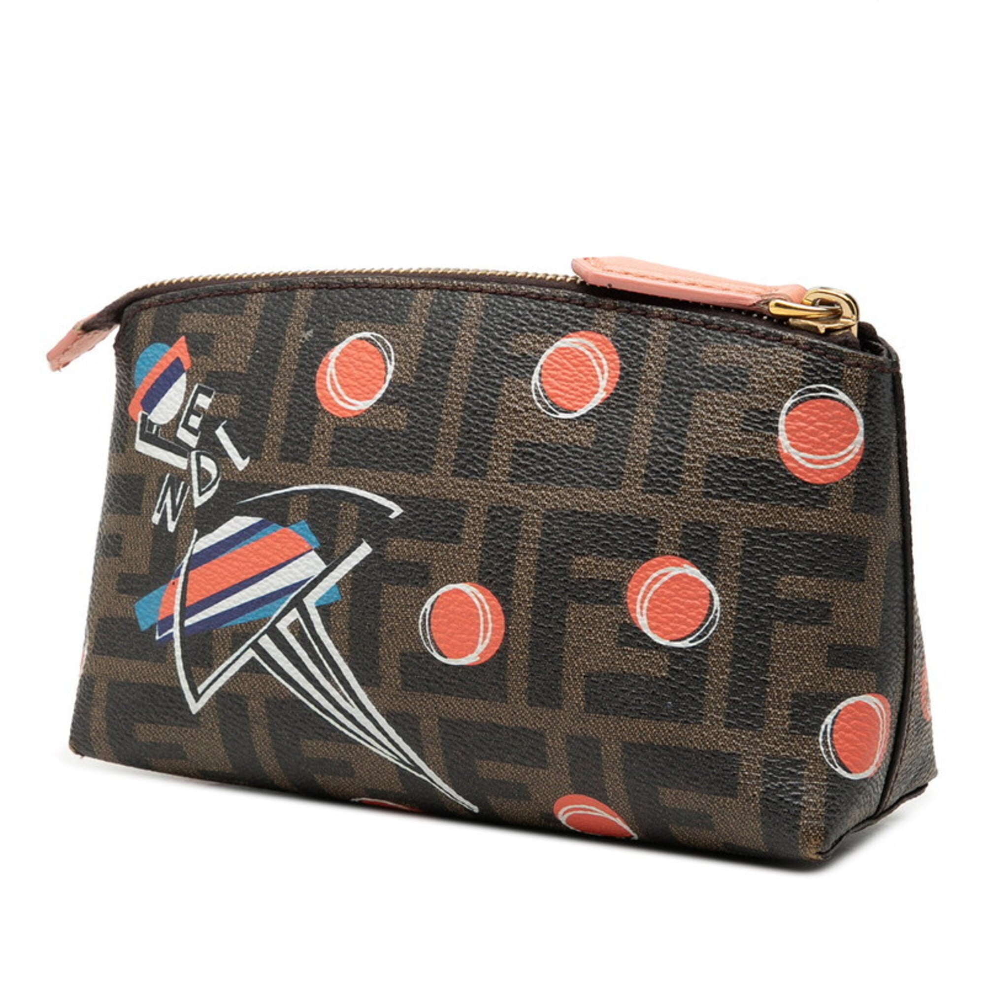 Fendi Brown Multi-Color Pvc Handbag Pouch (Pre-Owned)