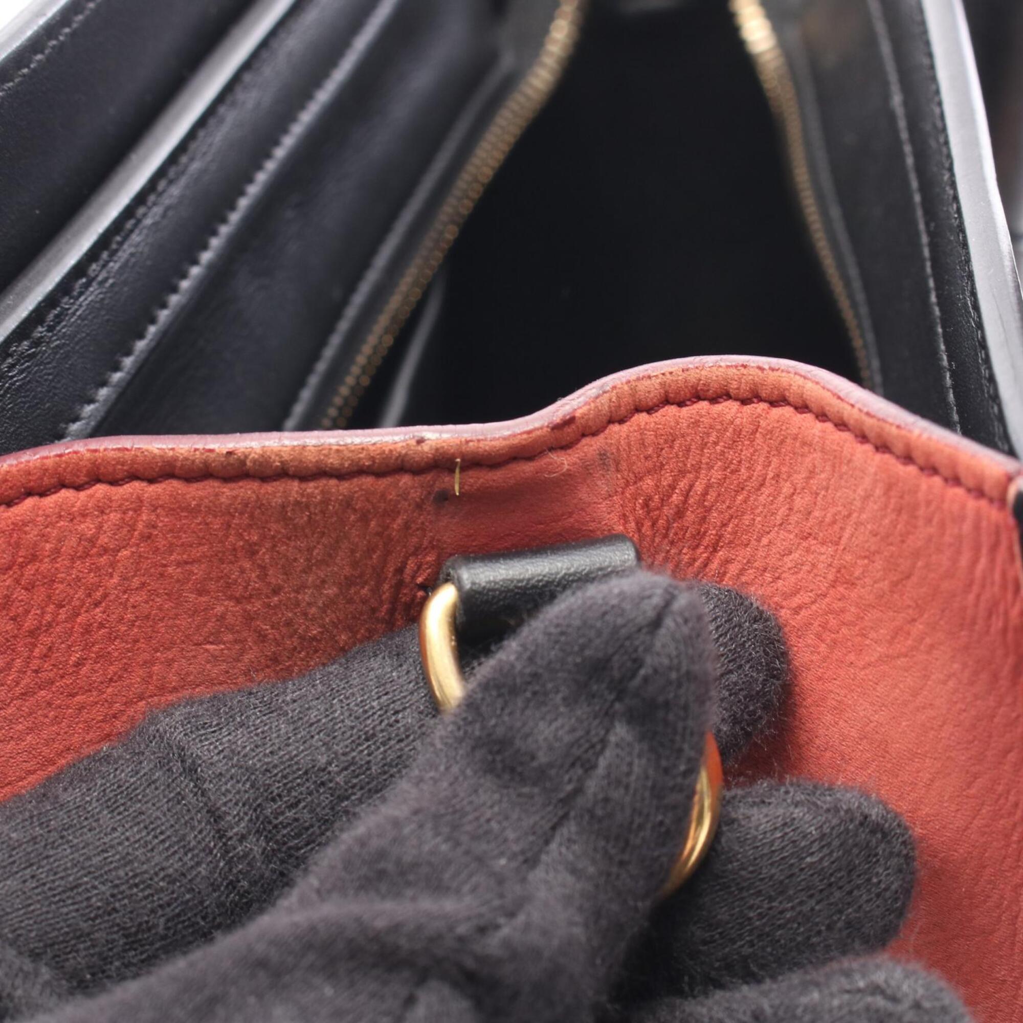 Celine Beige Black Red Color Leather Handbag (Pre-Owned)