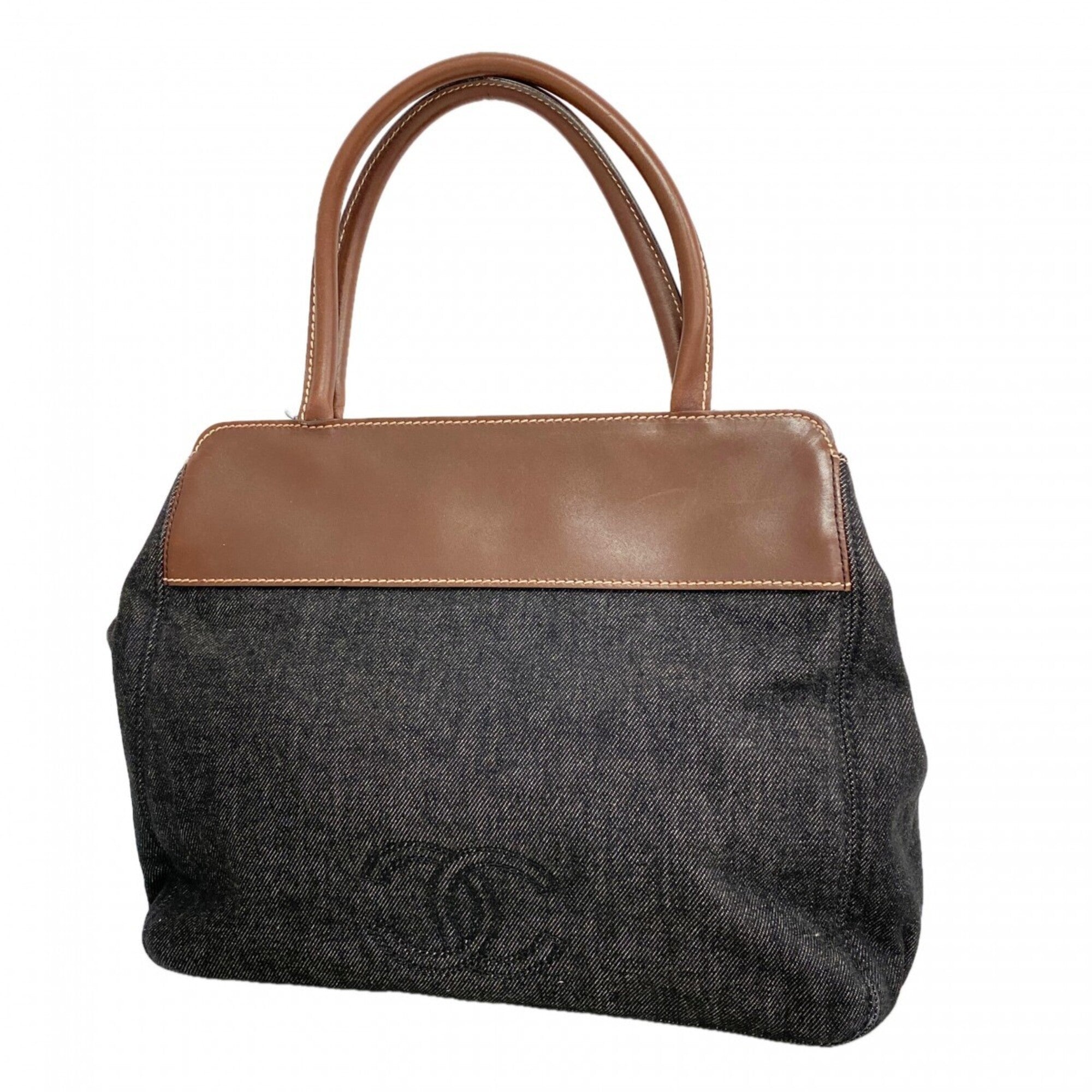 Chanel Black Brown Denim Tote Bag (Pre-Owned)