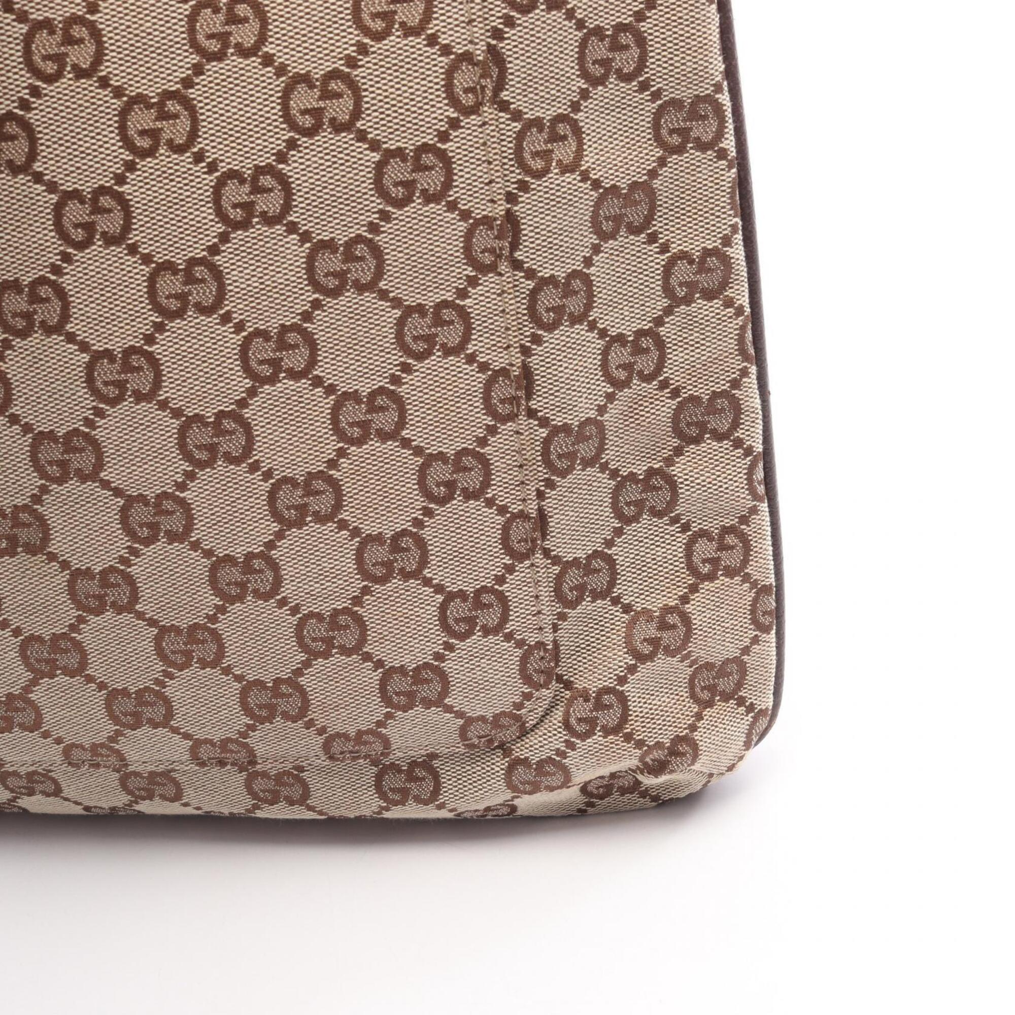 Gucci Beige Brown Canvas Leather Handbag Shoulder Bag (Pre-Owned)