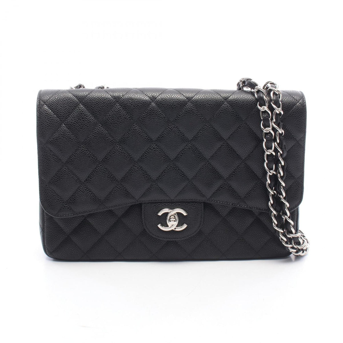 Chanel Black Grained Calfskin Handbag Shoulder Bag (Pre-Owned)