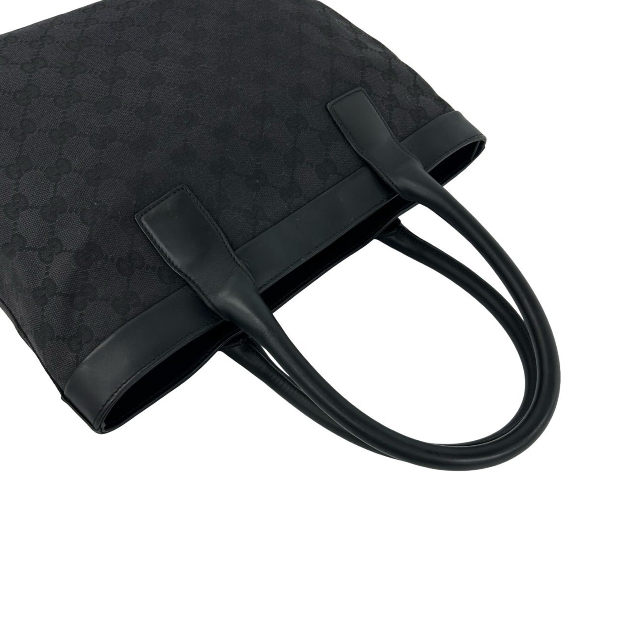 Gucci Black Canvas Leather Handbag Tote Bag (Pre-Owned)