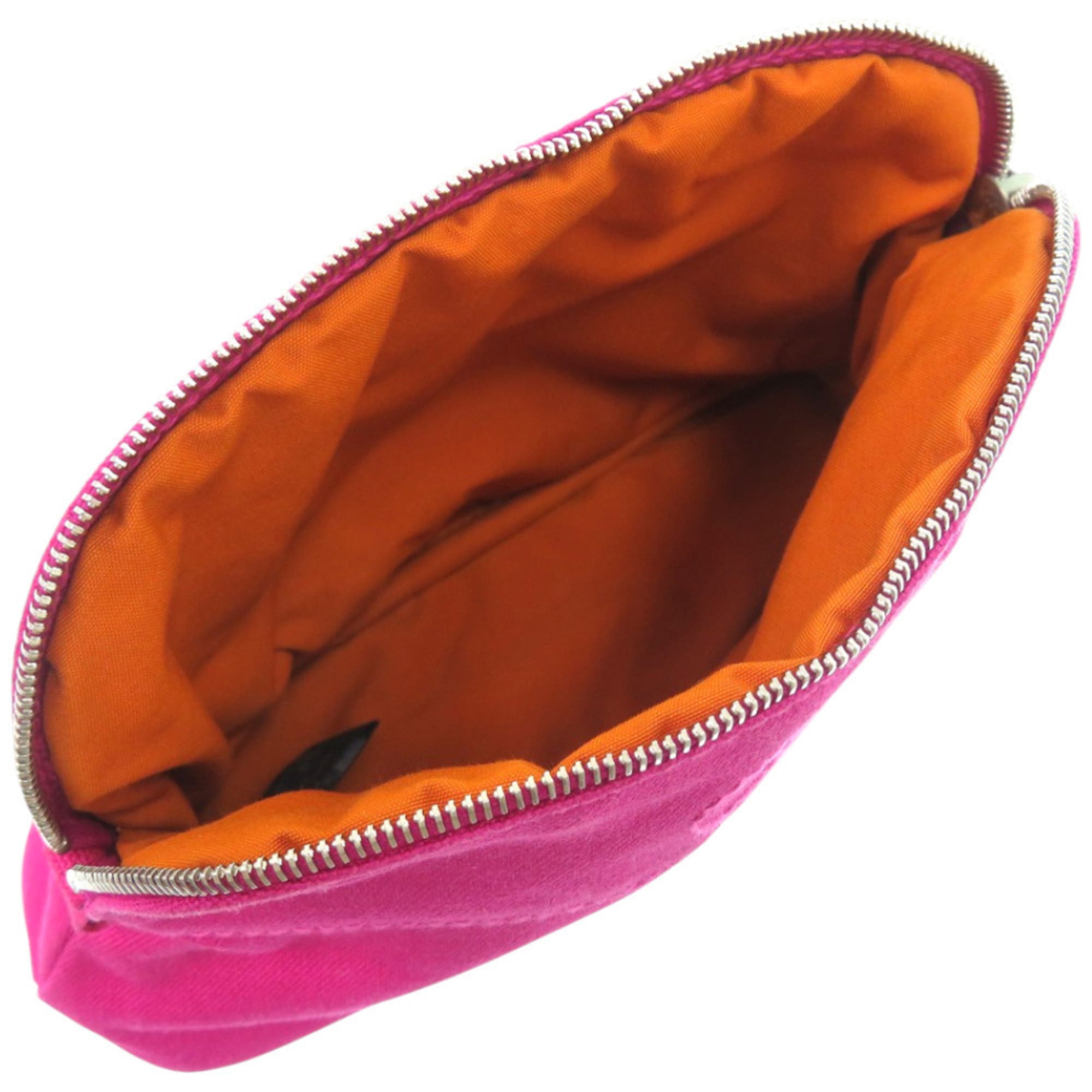 Hermes Brown Orange Pink Purple Cotton Leather Pouch (Pre-Owned)