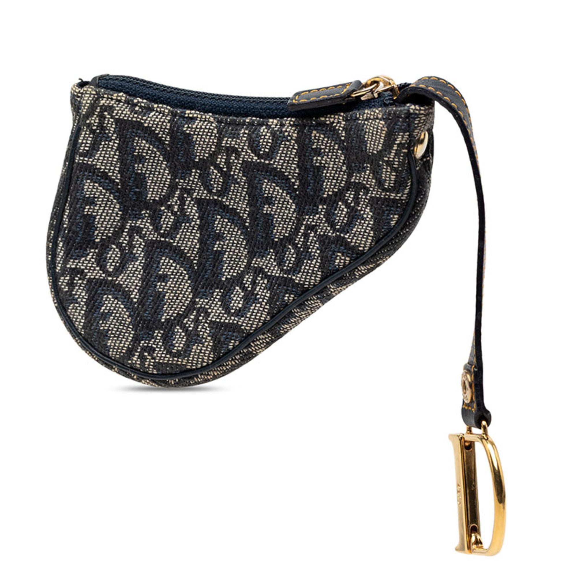 Christian Dior Navy Canvas Leather Handbag Pouch (Pre-Owned)
