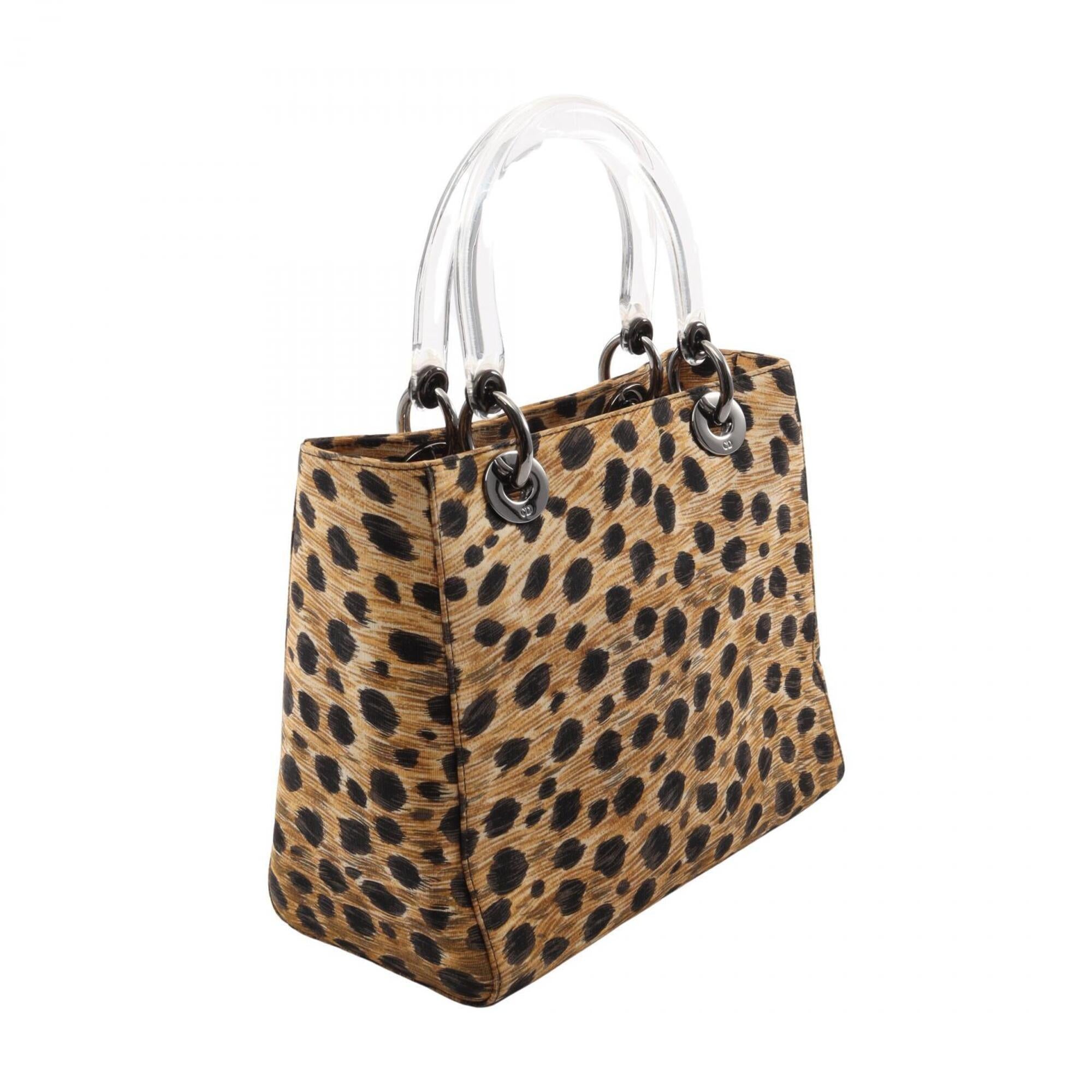 Christian Dior Beige Black Canvas Handbag (Pre-Owned)