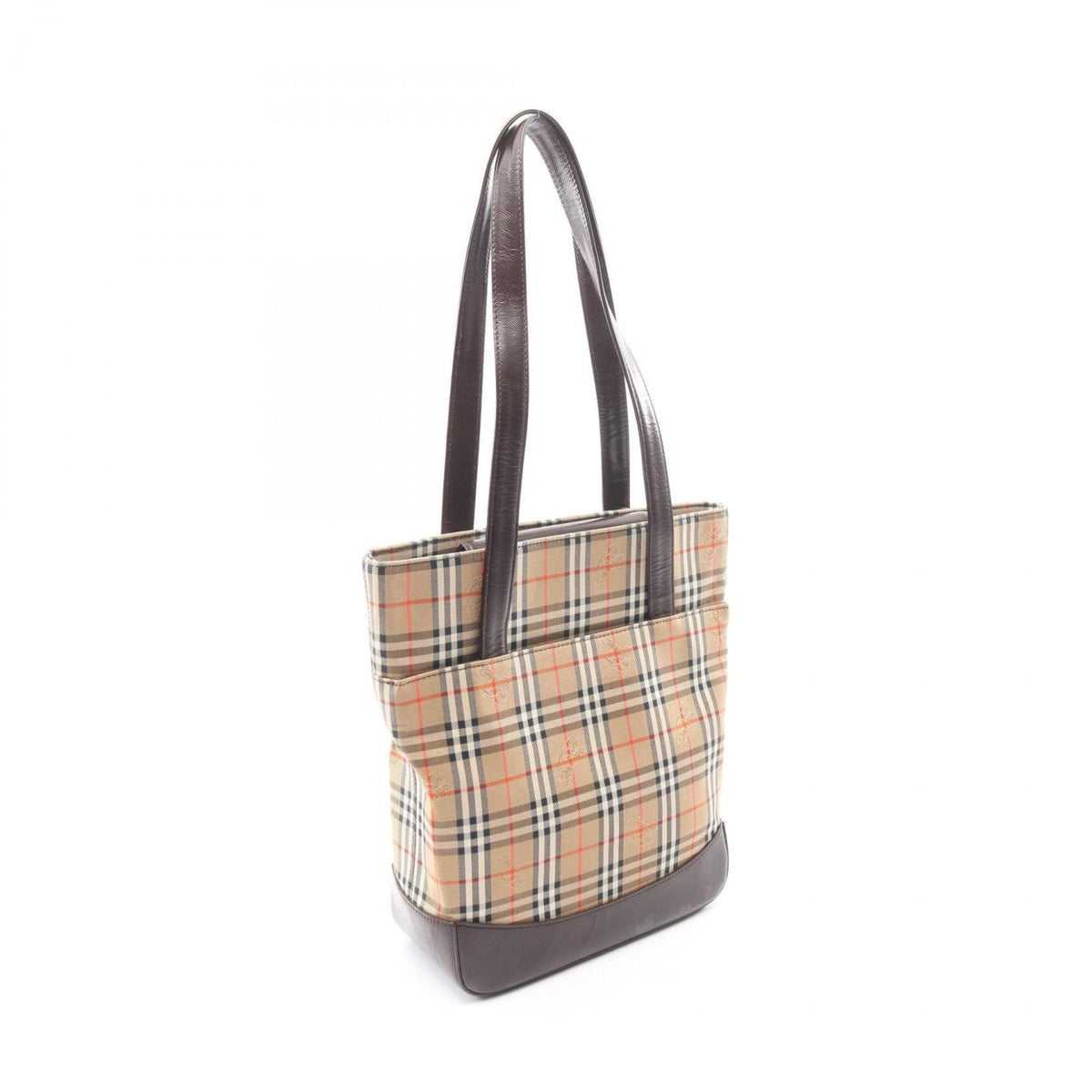 Burberry Beige Brown Multi-Color Canvas Leather Handbag Tote Bag (Pre-Owned)