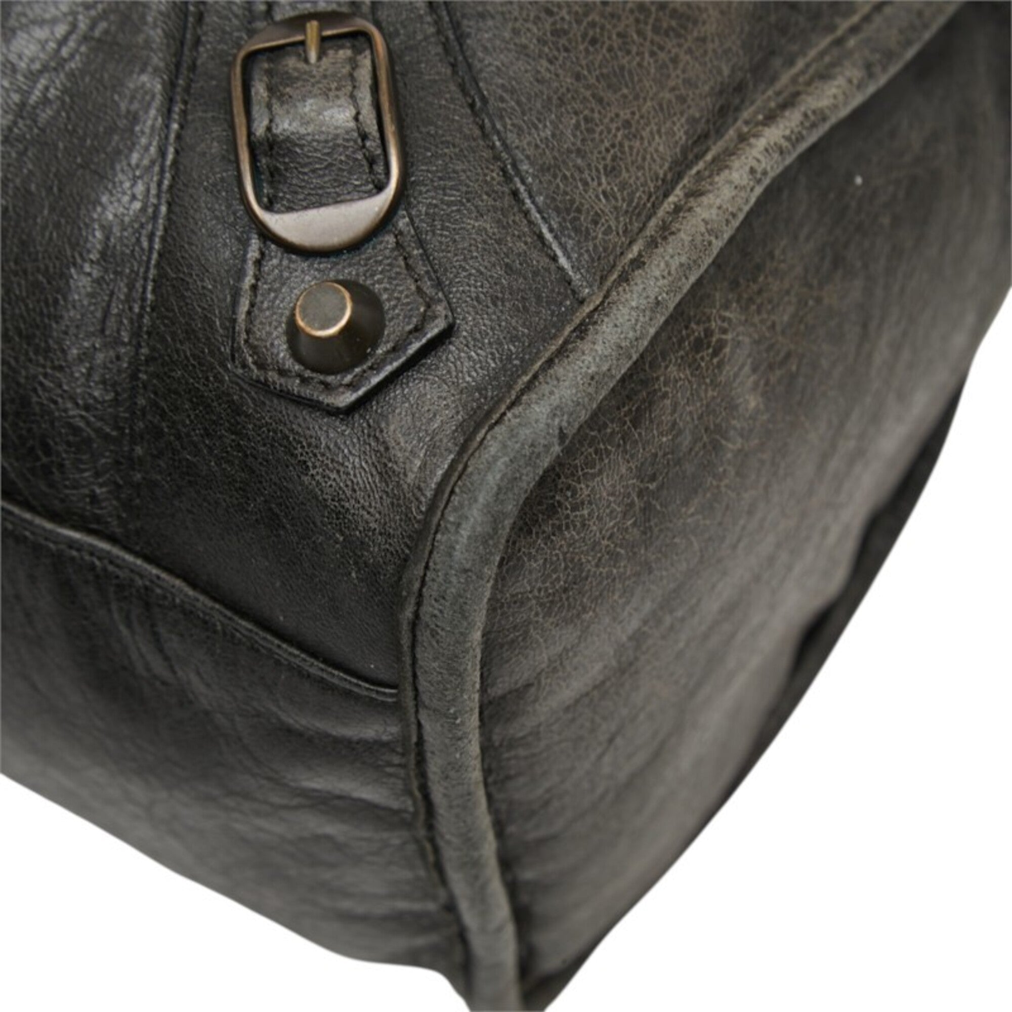Balenciaga Black Leather Felt Handbag Shoulder Bag (Pre-Owned)