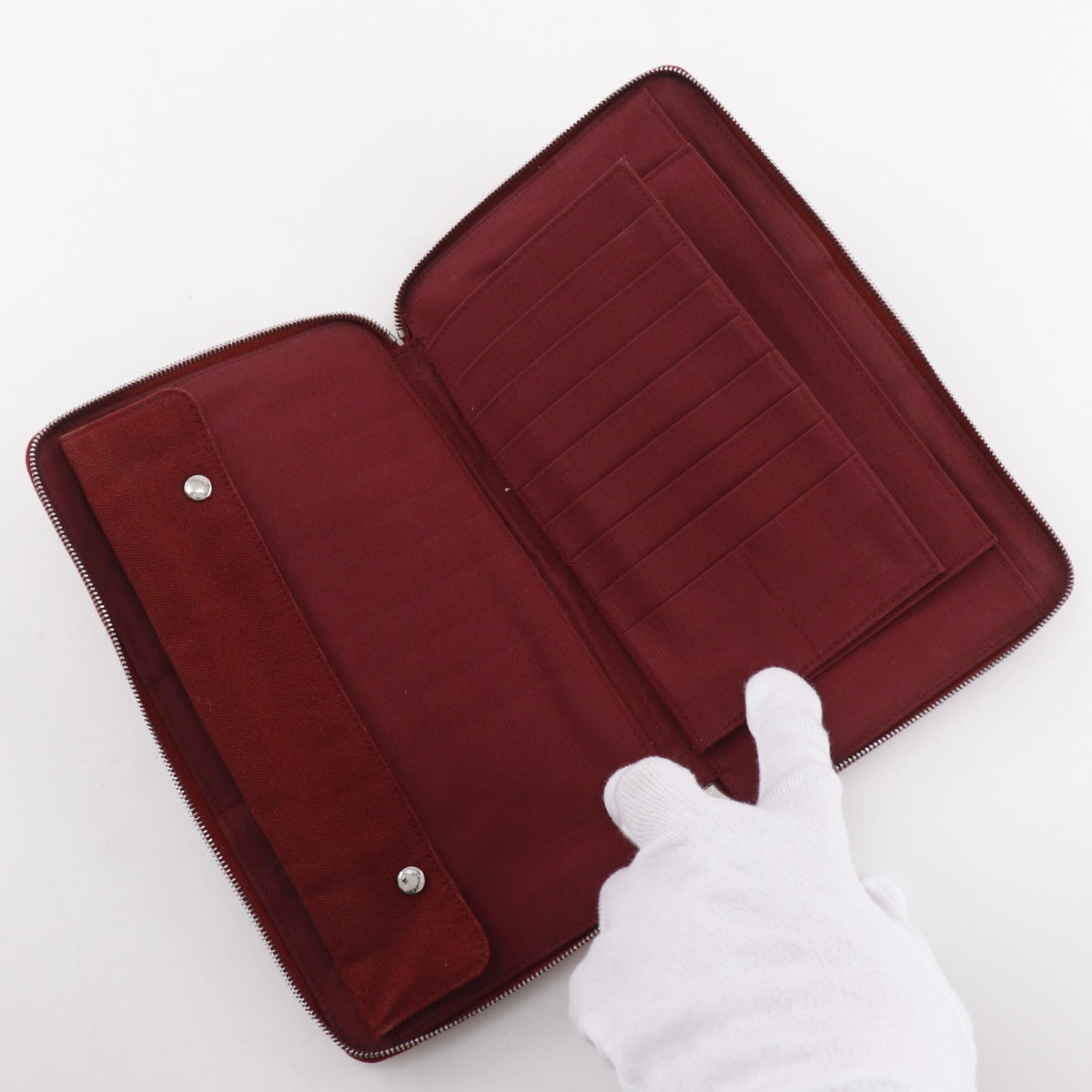 Hermes Red Color Canvas Long Wallet (Bi-Fold) (Pre-Owned)