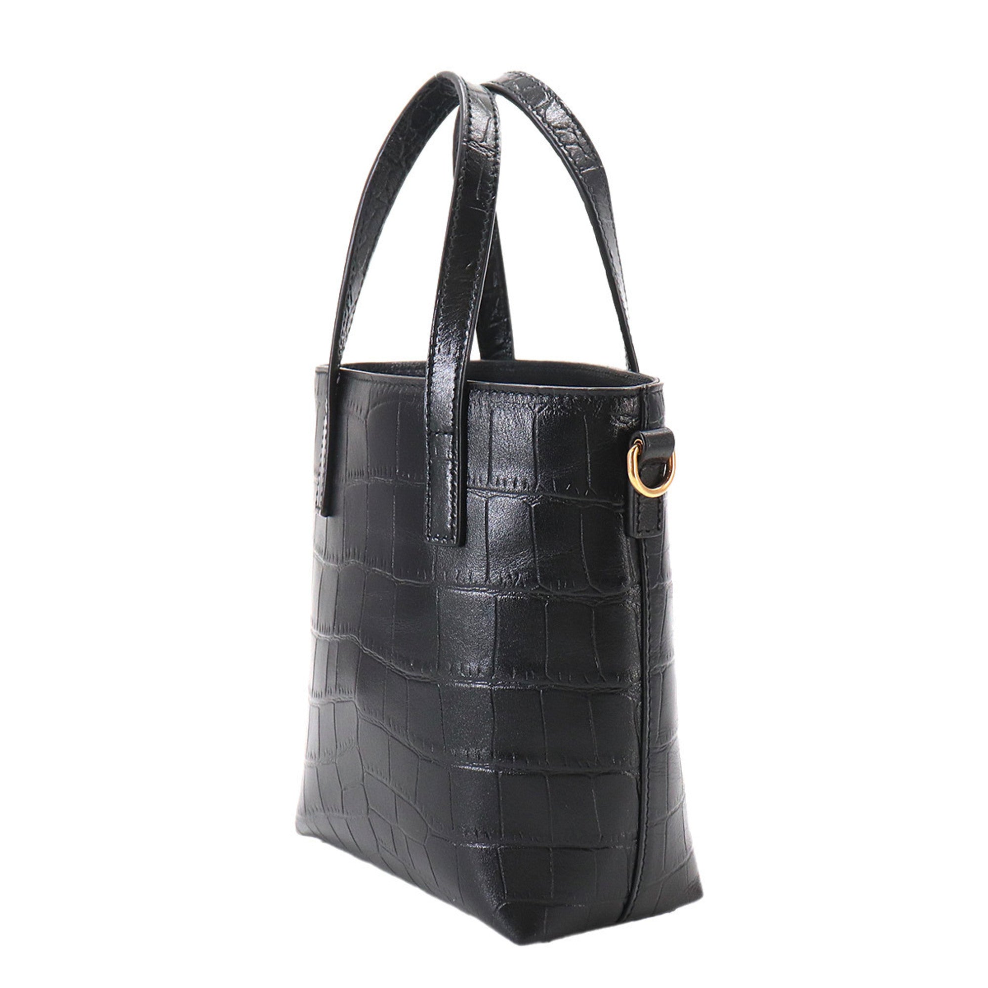 Saint Laurent Black Leather Handbag Tote Bag (Pre-Owned)