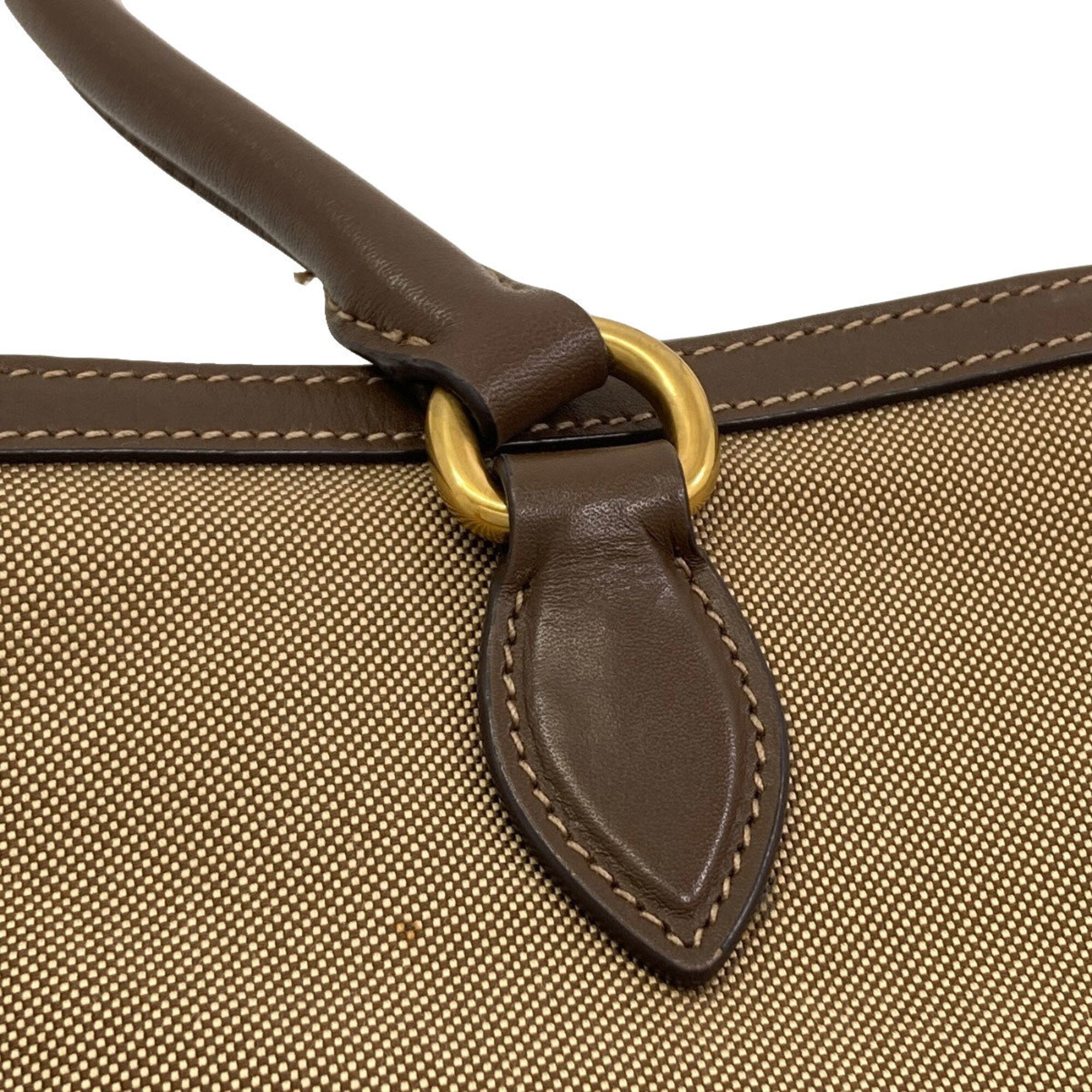 Prada Brown Canvas Leather Tote Bag (Pre-Owned)