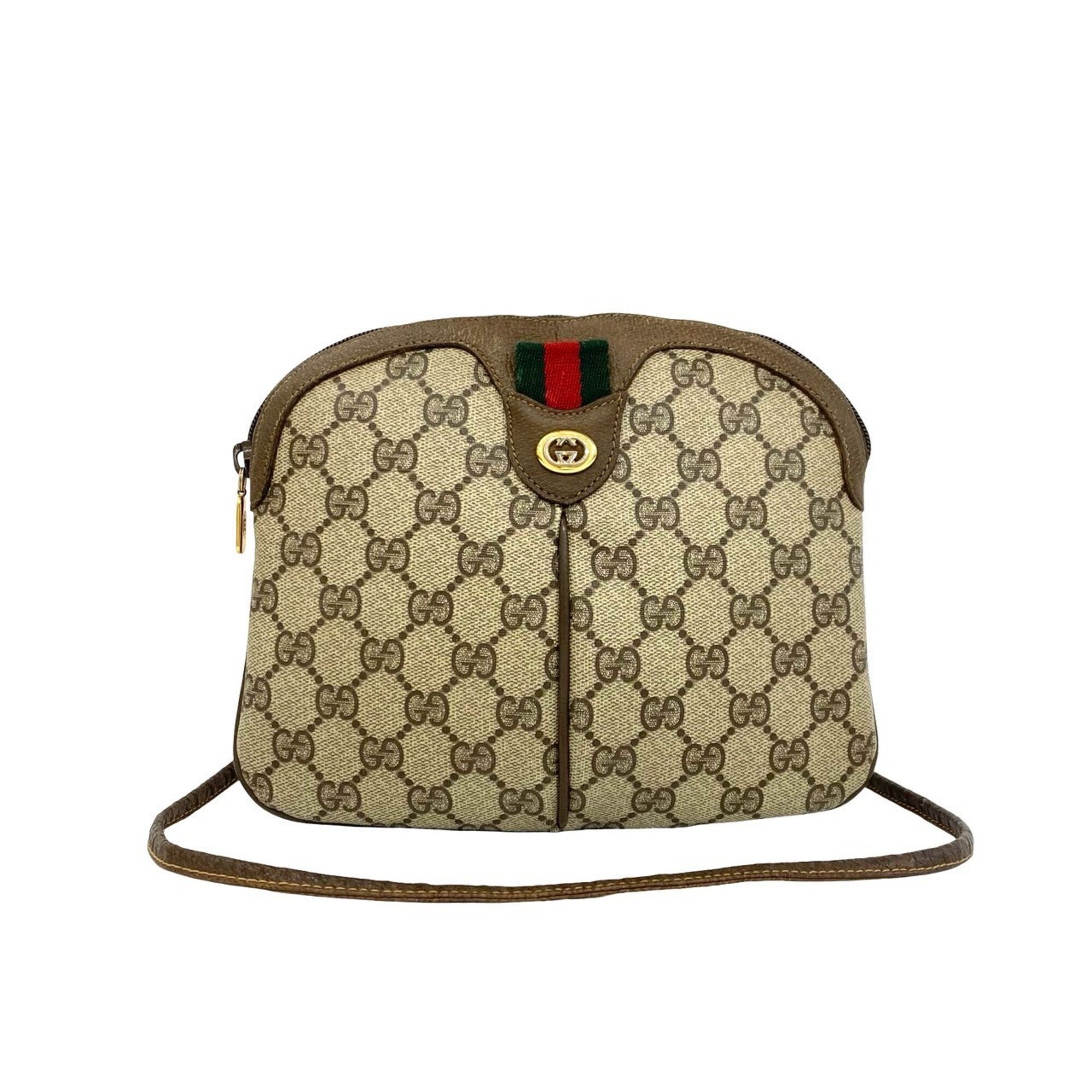 Gucci Brown Green Red Color Leather Pvc Pochette Shoulder Bag (Pre-Owned)