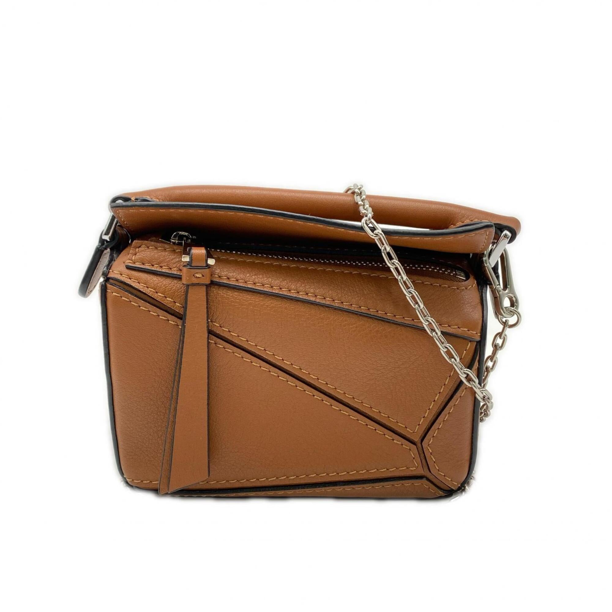 Loewe Puzzle Brown Leather Shoulder Bag (Pre-Owned)
