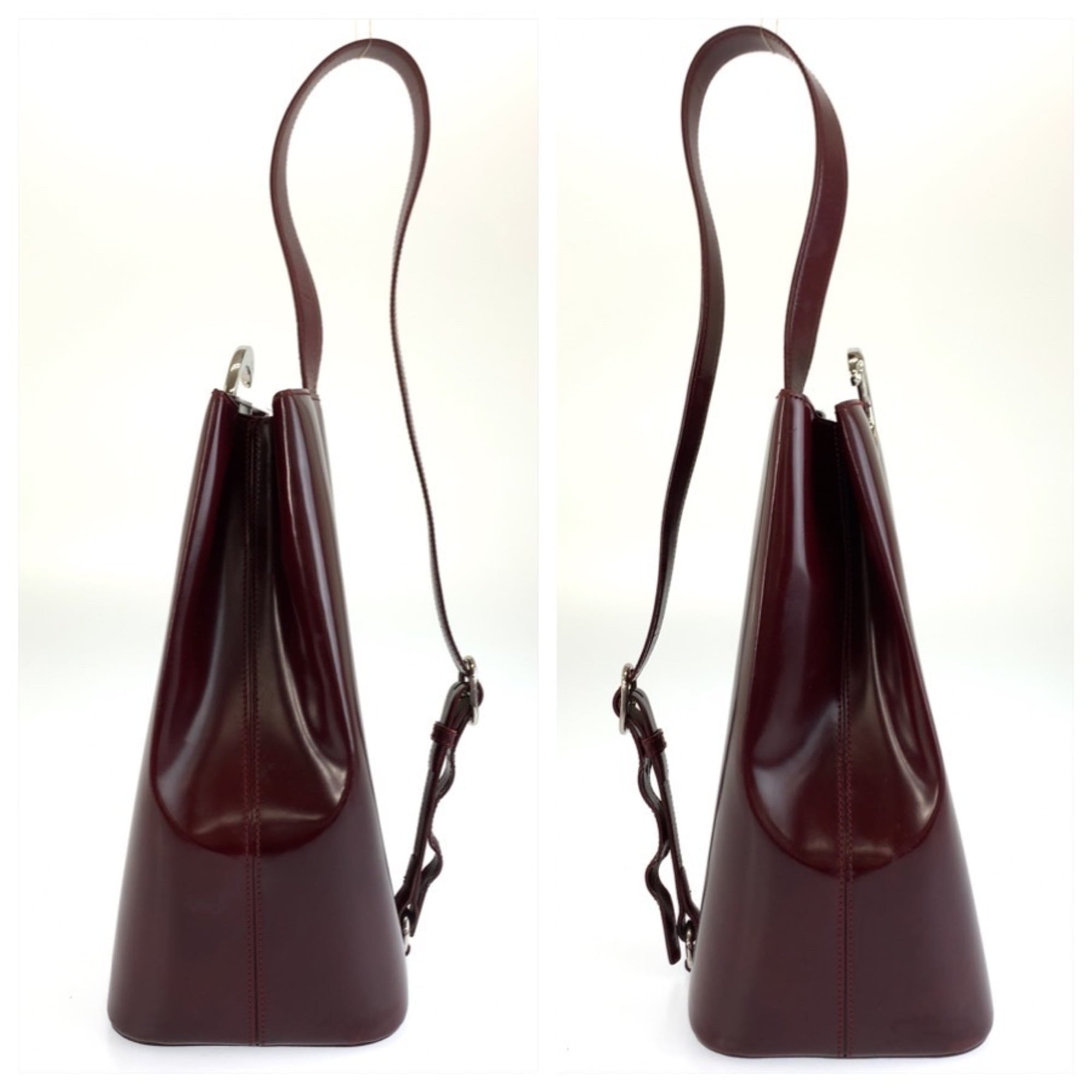 Cartier Bordeaux Wine Red Leather Shoulder Bag (Pre-Owned)