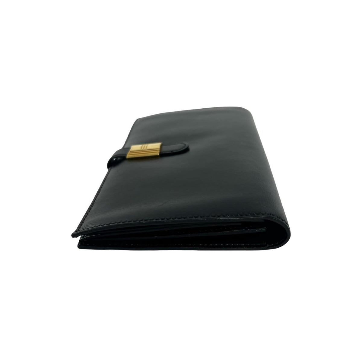 Hermes Black Box Calf Leather Long Wallet (Bi-Fold) (Pre-Owned)
