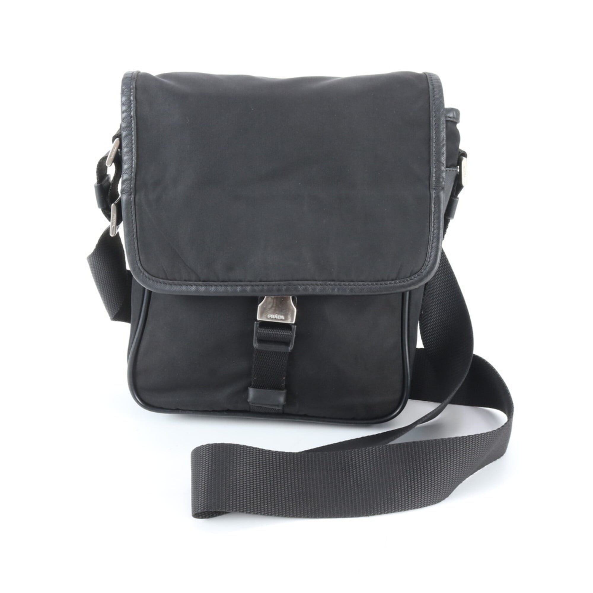 Prada Black Nylon Leather Shoulder Bag (Pre-Owned)