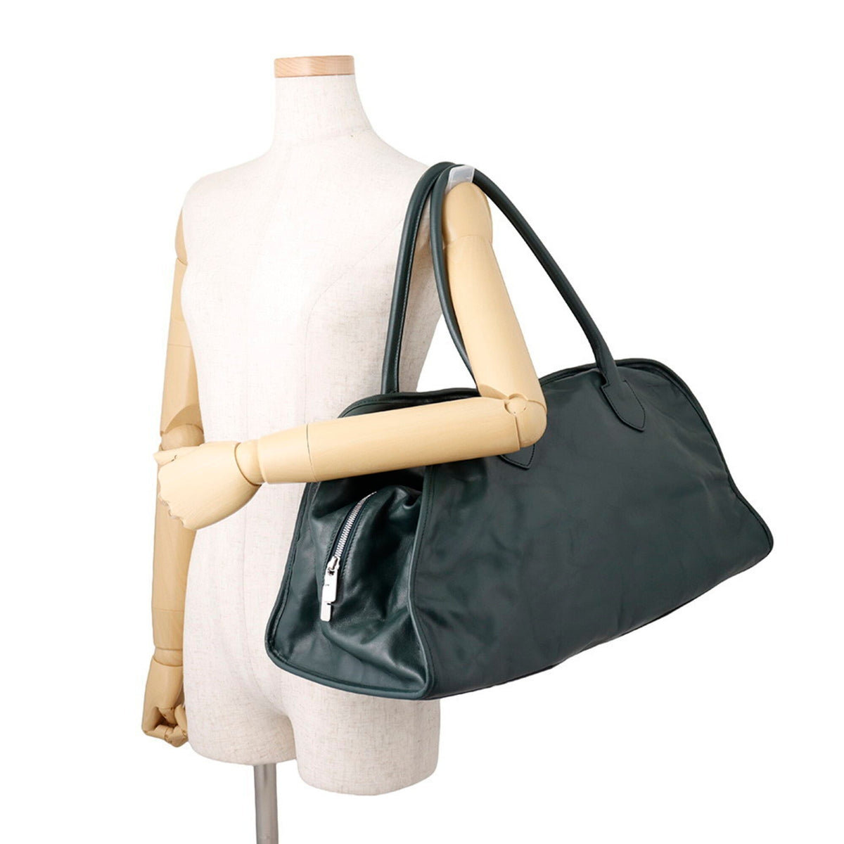 Burberry Blue Dark Green Leather Handbag Shoulder Bag (Pre-Owned)