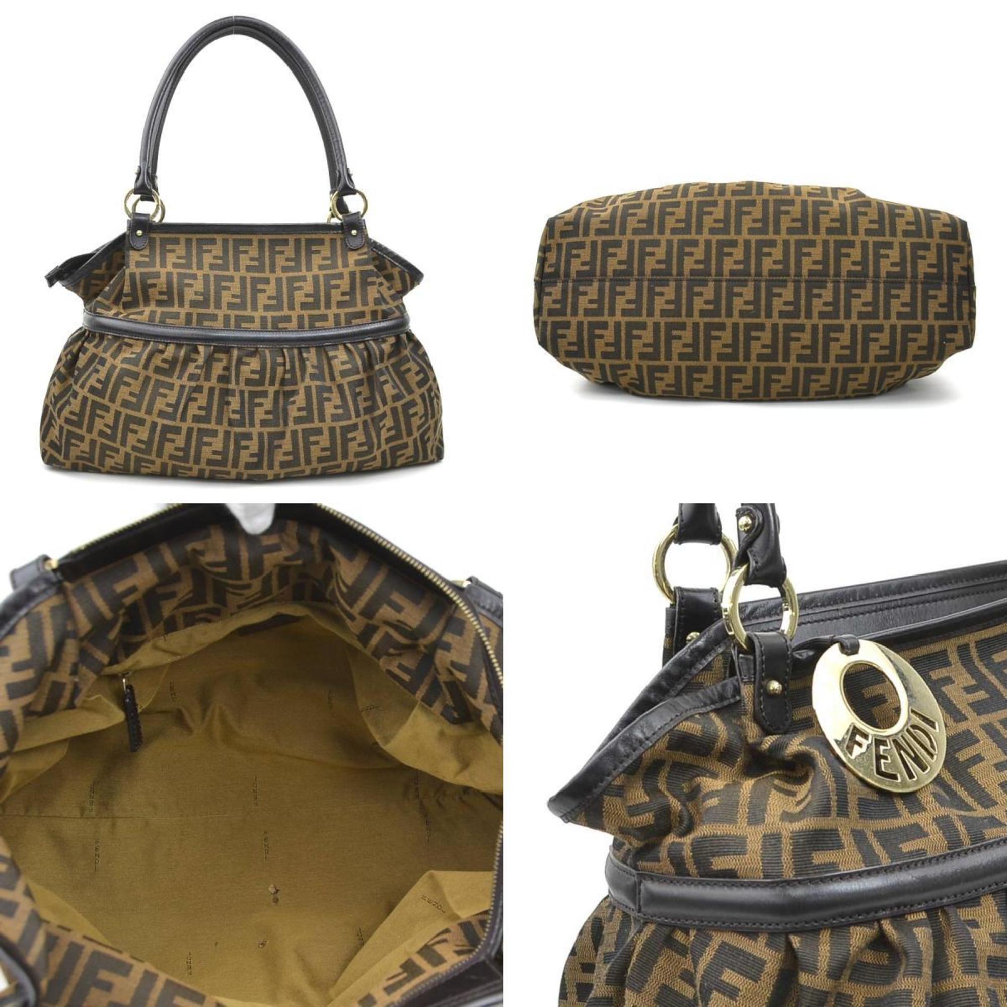 Fendi Brown Canvas Leather Shoulder Bag (Pre-Owned)
