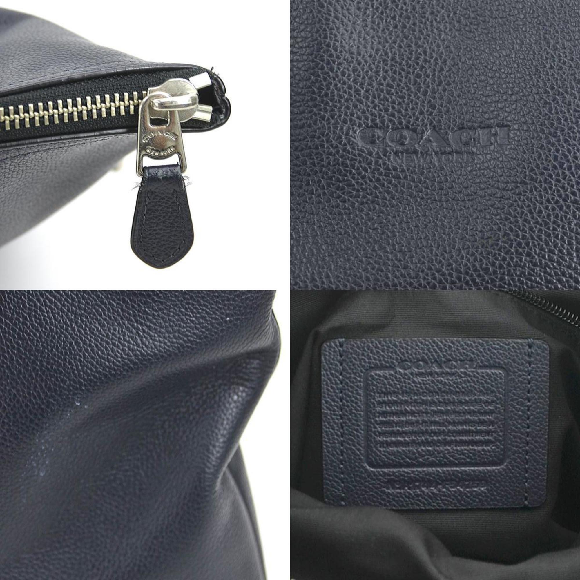 Coach Navy Leather Handbag Shoulder Bag (Pre-Owned)