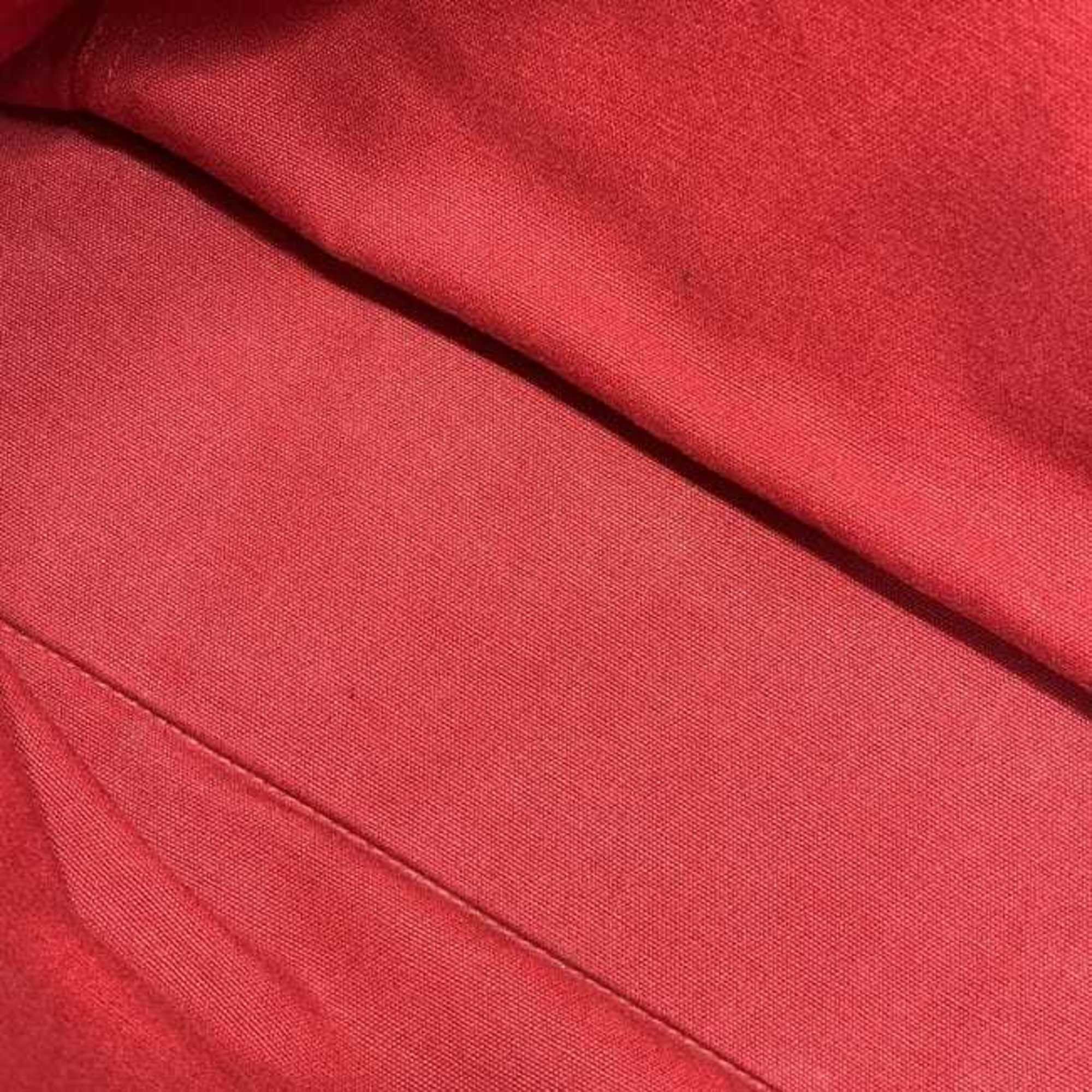 Hermes Red Color Cotton Canvas Tote Bag (Pre-Owned)