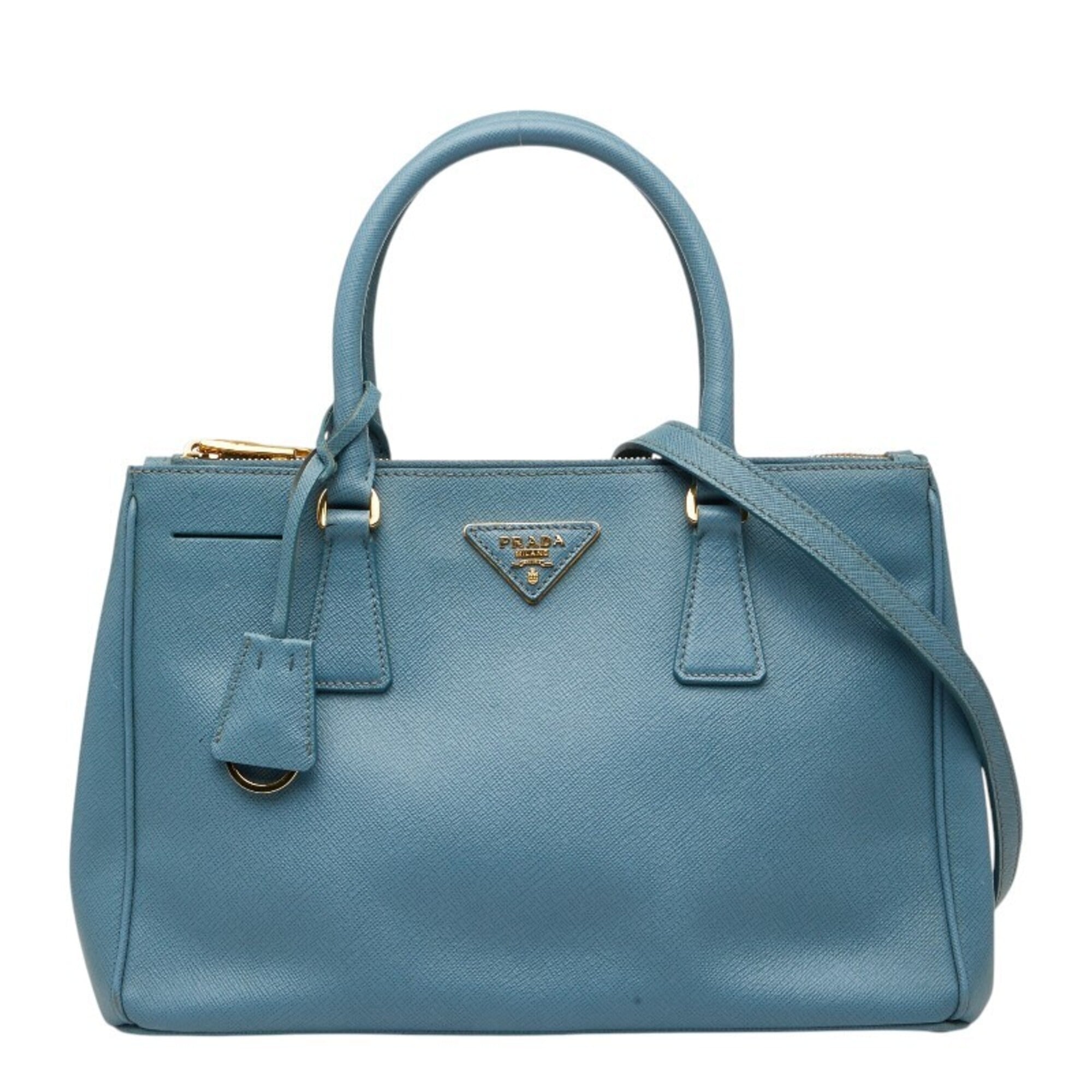 Prada Blue Leather Handbag Shoulder Bag (Pre-Owned)