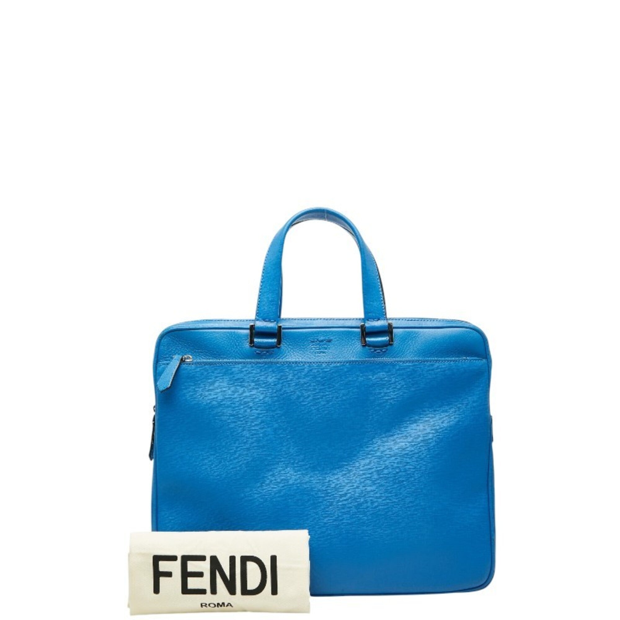 Fendi Light Blue Leather Briefcase (Pre-Owned)