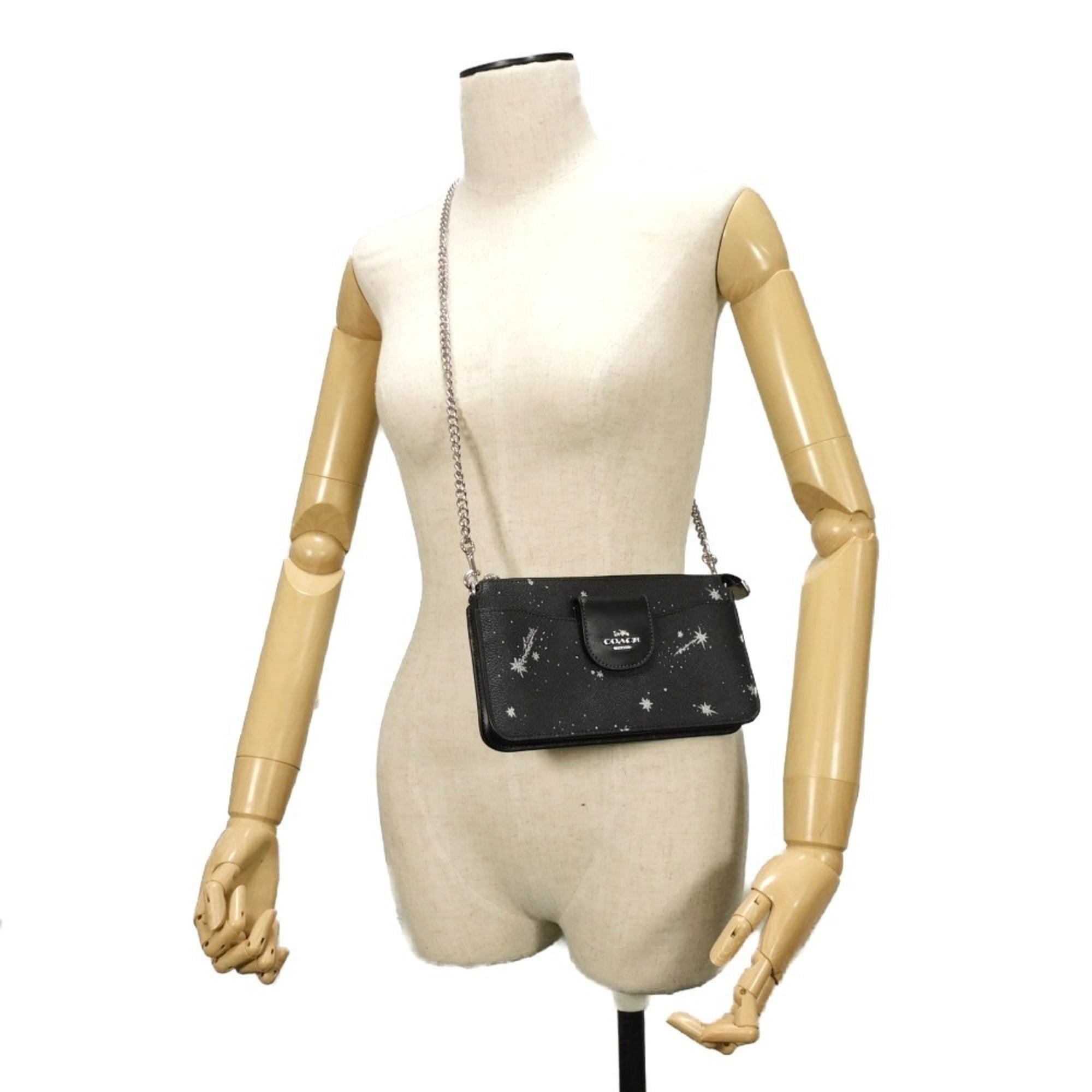 Coach Poppy Black Coated Canvas Shoulder Bag Sling Bag (Pre-Owned)