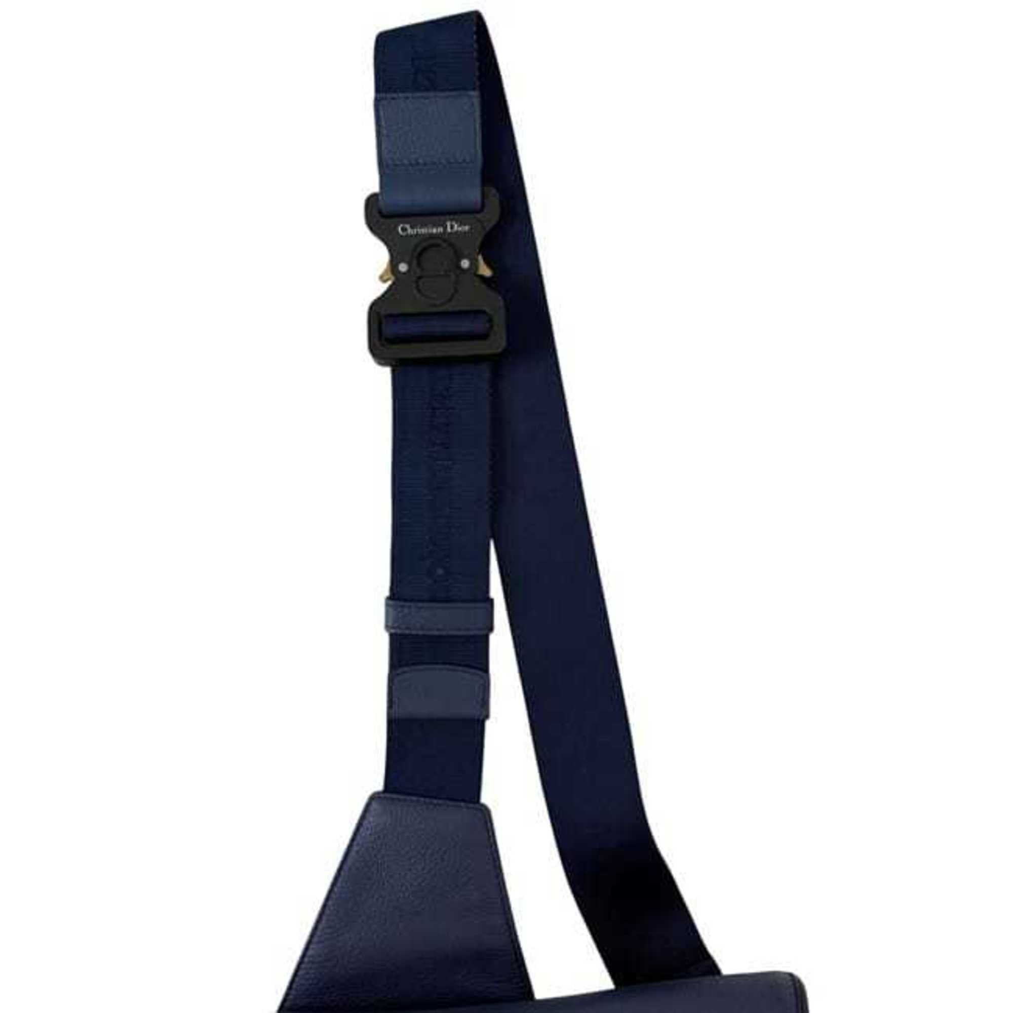 Christian Dior Blue Navy Leather Saddle Bag Shoulder Bag Sling Bag (Pre-Owned)