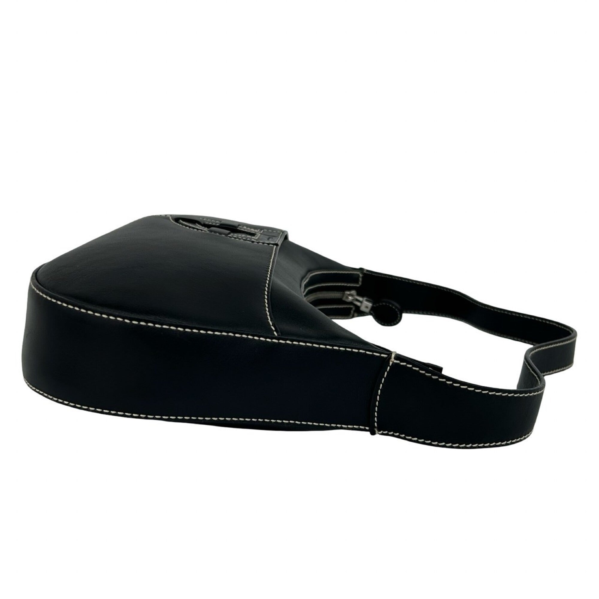 Salvatore Ferragamo Black Leather Handbag Shoulder Bag (Pre-Owned)