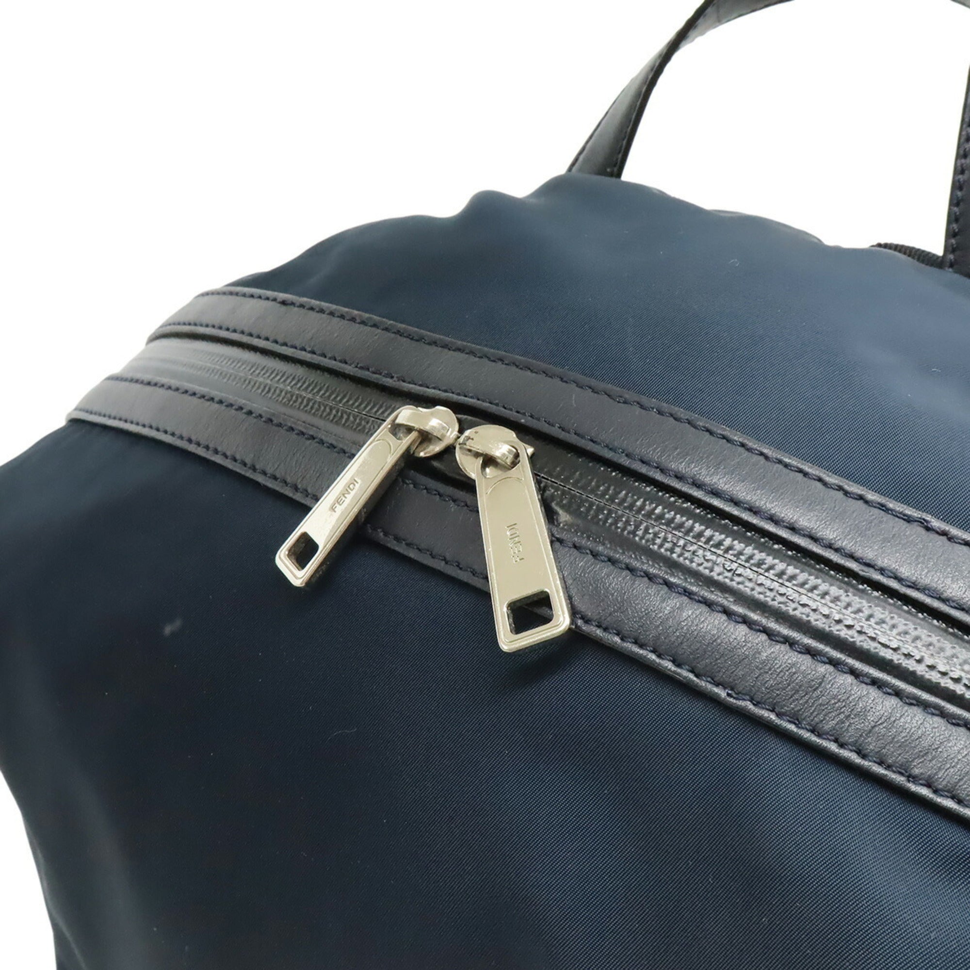 Fendi Blue Navy Pink Nylon Leather Backpack (Pre-Owned)