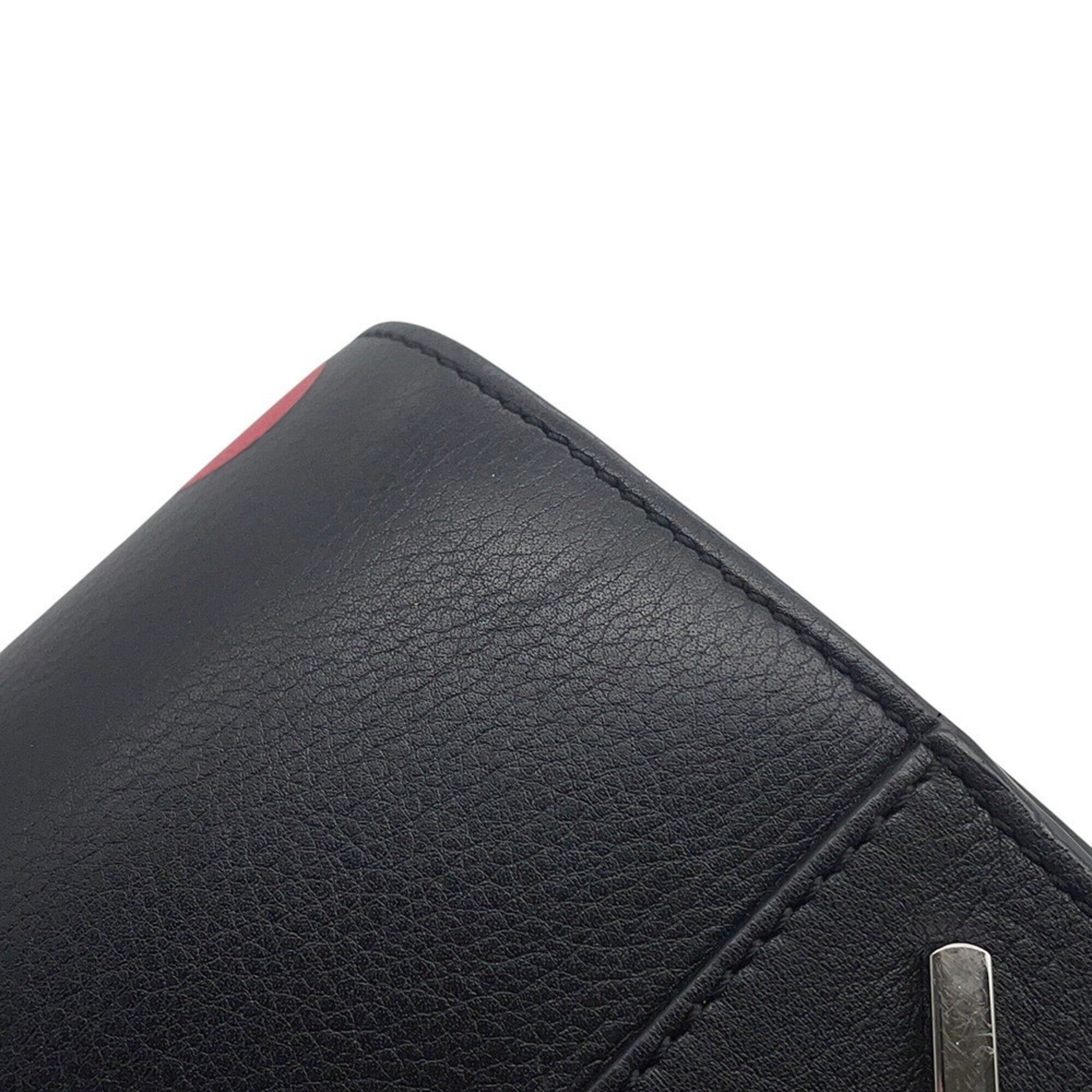 Loewe Hammock Black Red Color Leather Handbag Shoulder Bag (Pre-Owned)