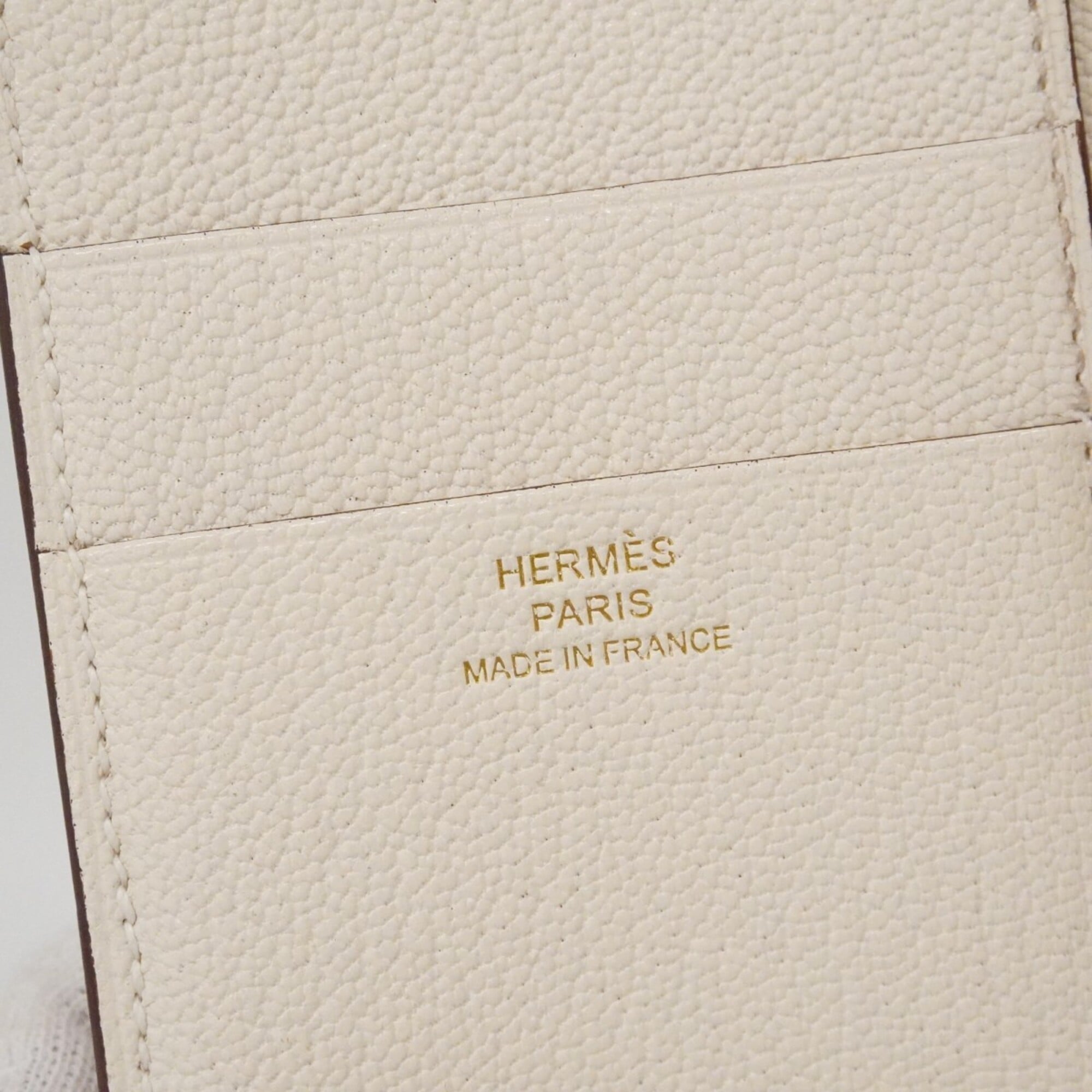 Hermes White Chevre Myzore Leather Wallet (Tri-Fold) (Pre-Owned)