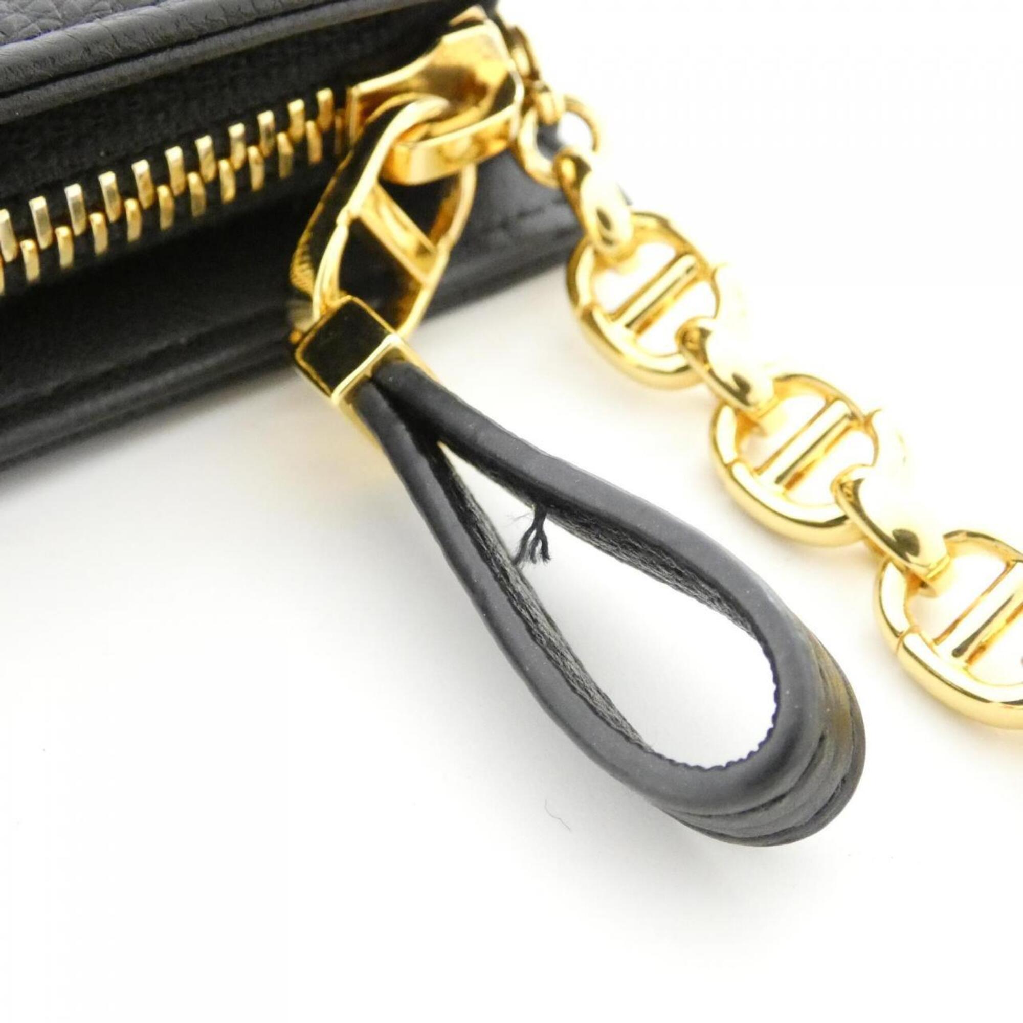 Christian Dior Black Leather Handbag Pouch Shoulder Bag (Pre-Owned)