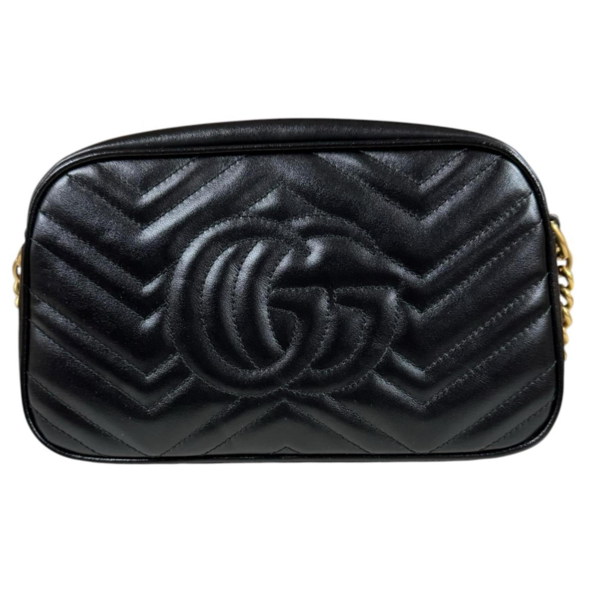 Gucci Gg Marmont Black Leather Shoulder Bag (Pre-Owned)