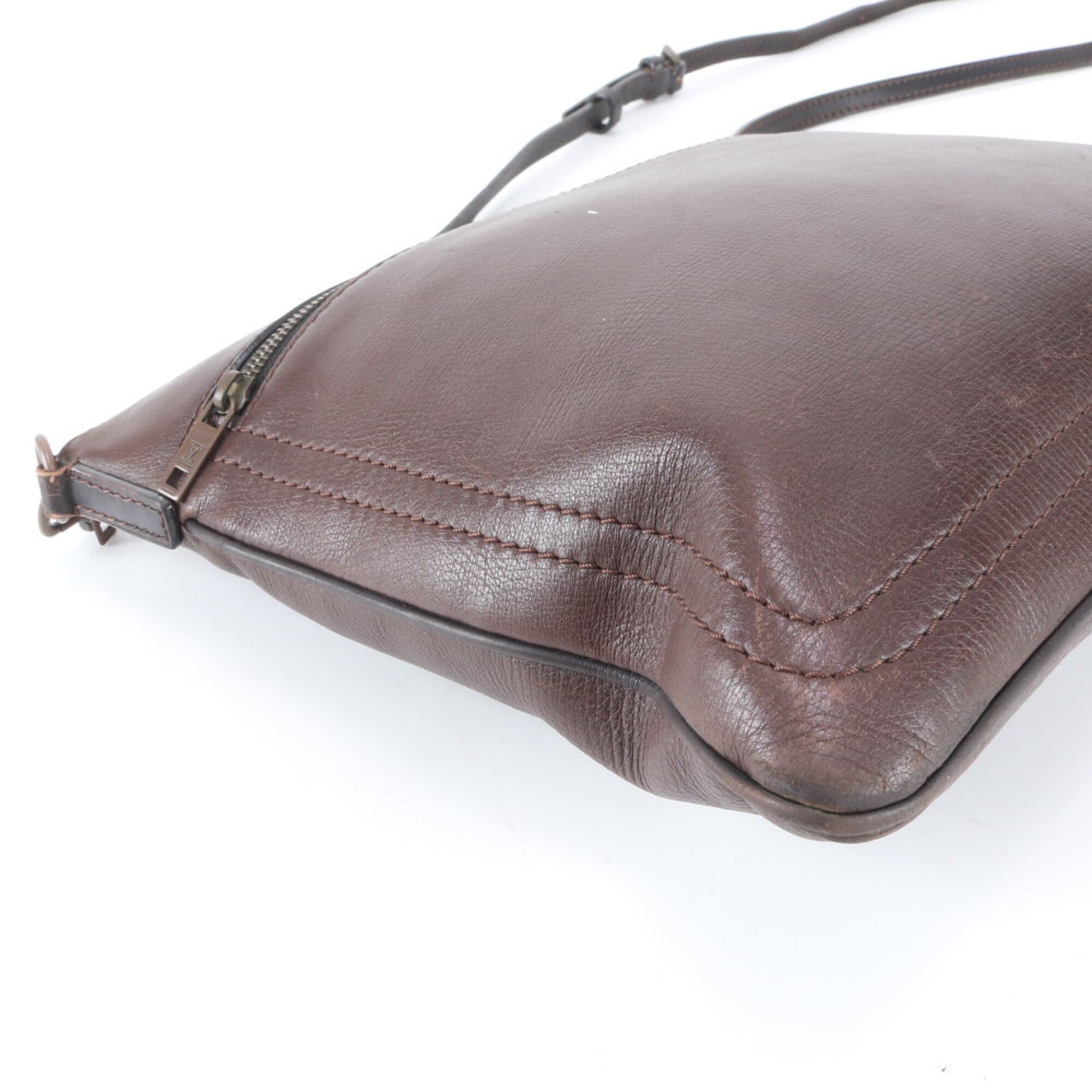 Louis Vuitton Coffee Leather Messenger Bag Shoulder Bag (Pre-Owned)