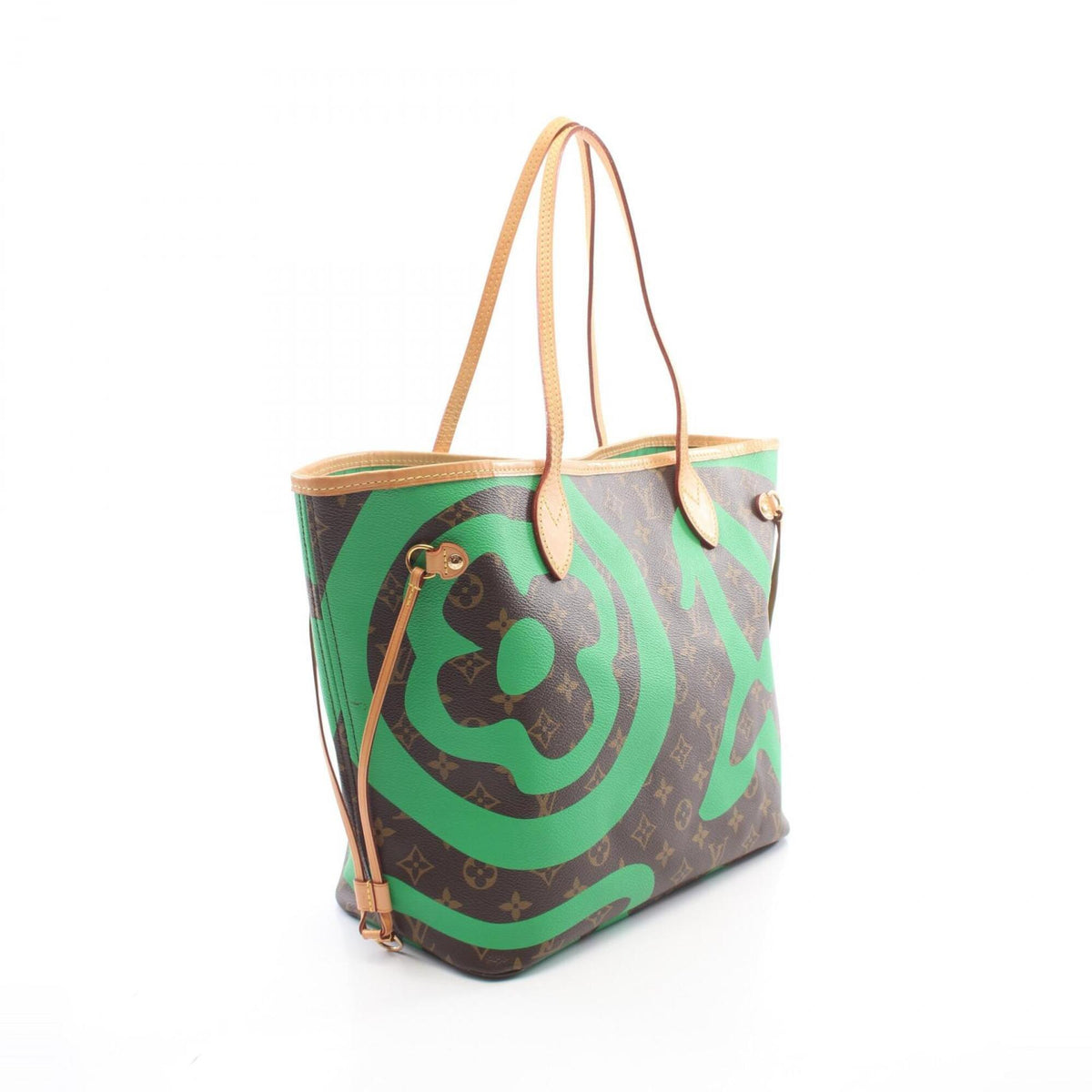 Louis Vuitton Brown Green Monogram Coated Canvas Leather Handbag Tote Bag (Pre-Owned)